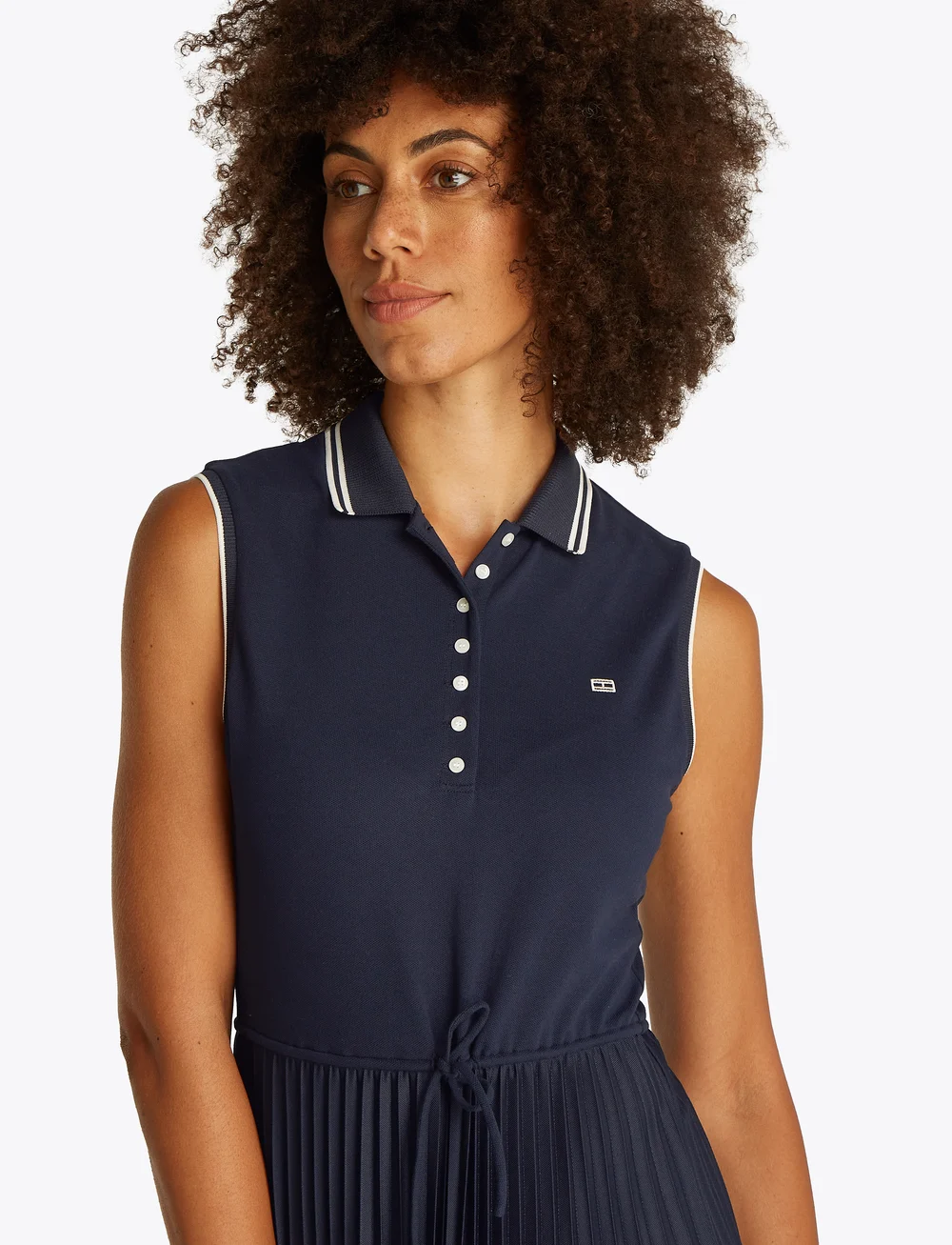 Tommy Hilfiger - SPORTY PLEATED POLO DRESS NS - t-shirtklänningar - dark night navy - 0