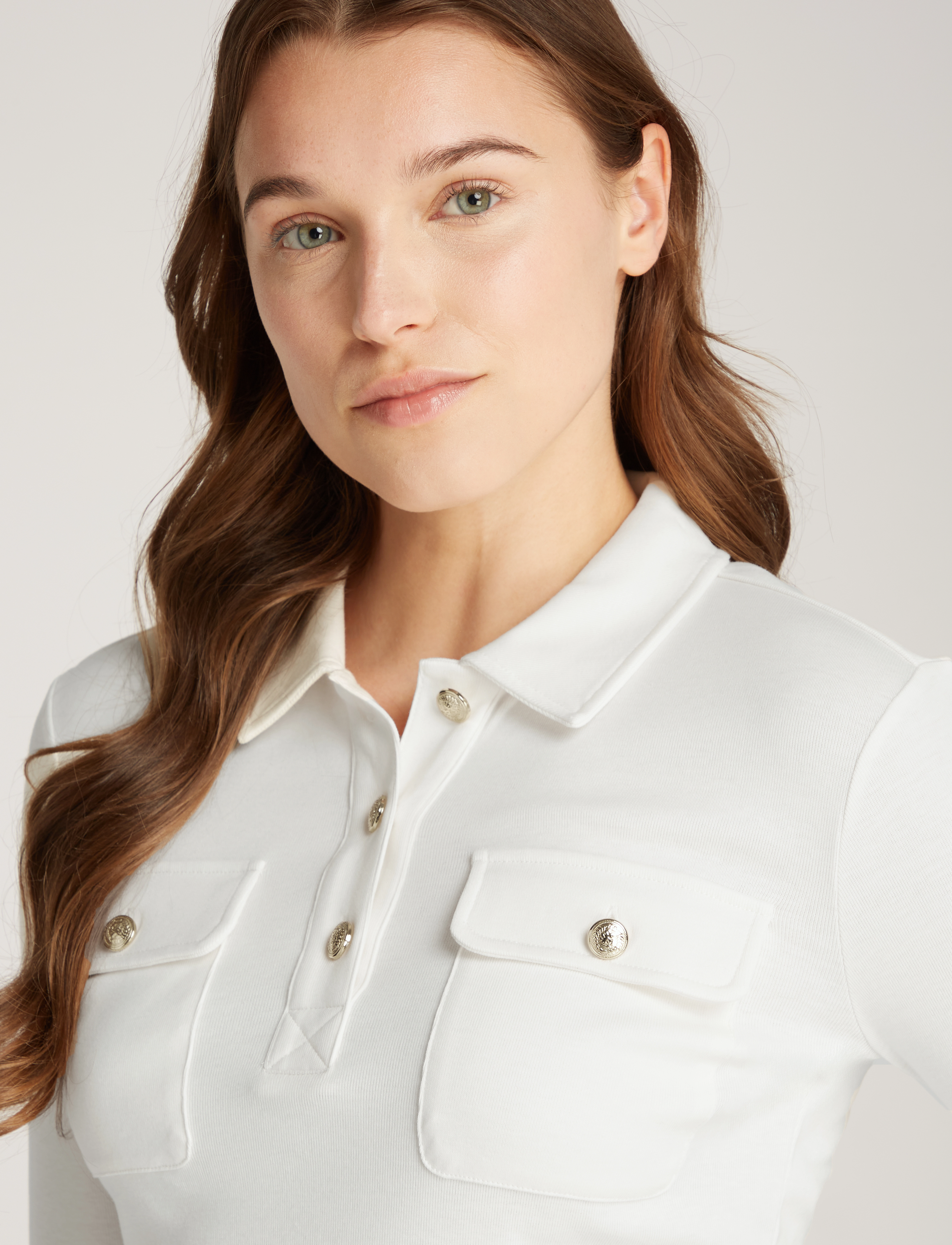 Tommy Hilfiger - SLIM GOLD BTN POLO LS - ivory petal - 3
