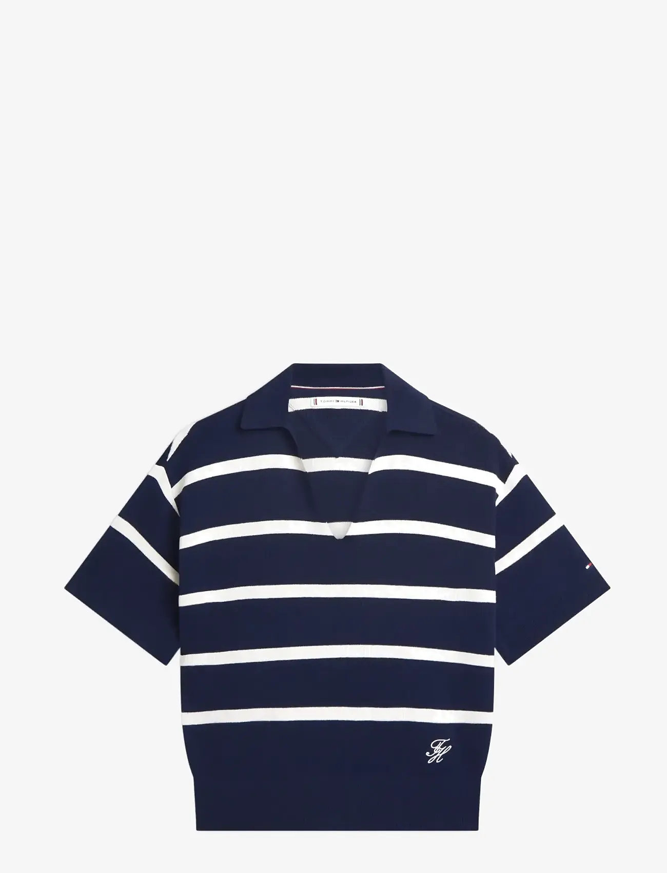 Tommy Hilfiger - CO FULL NEEDLE POLO SS SWT - polosärgid - big stp dark night   ivory petal - 1