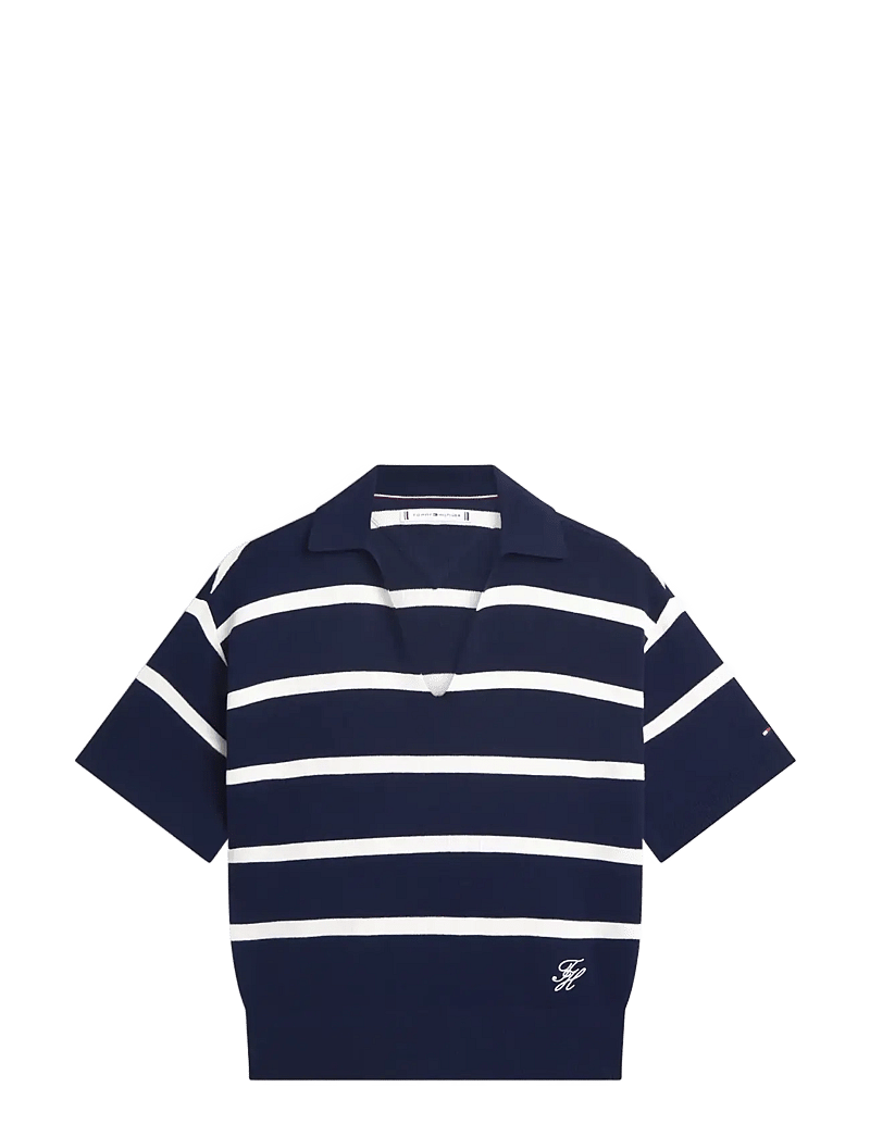 Tommy Hilfiger - CO FULL NEEDLE POLO SS SWT - polo's - big stp dark night ivory petal - 1