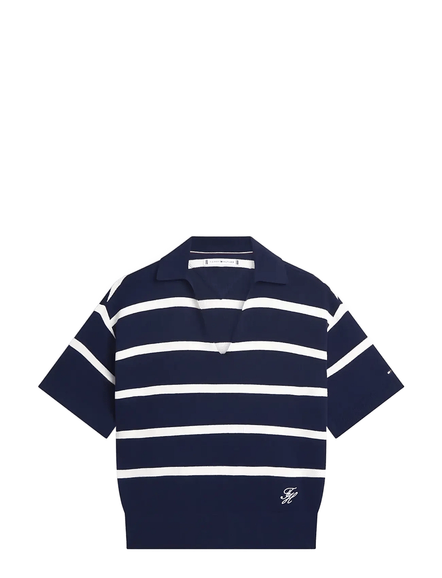 Tommy Hilfiger - MINI STP CO OPEN POLO SS SWT - poloshirts - big stp dark night ivory petal - 1