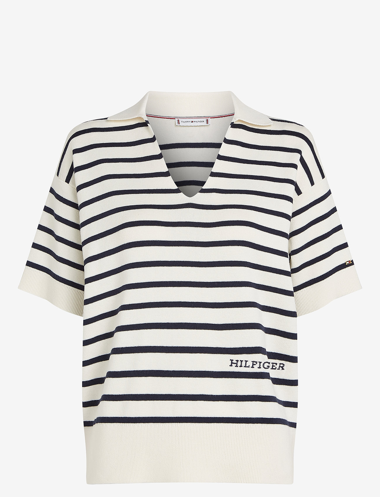 Tommy Hilfiger - MINI STP CO OPEN POLO SS SWT - kurzämlige blusen - ivory petal/dark night navy stp - 0