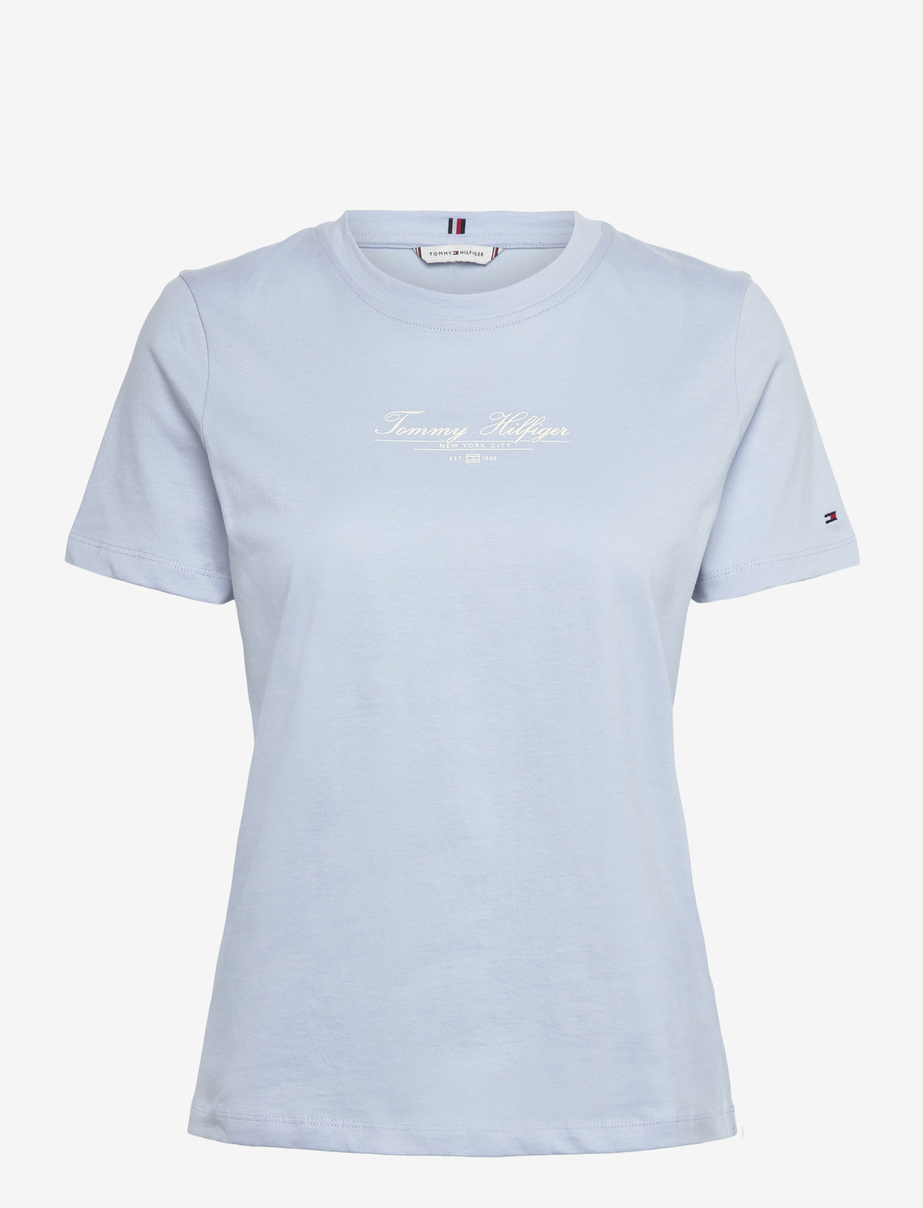 Tommy Hilfiger - REG SCRIPT C-NK TEE SS - efterårstøj - breezy blue - 0