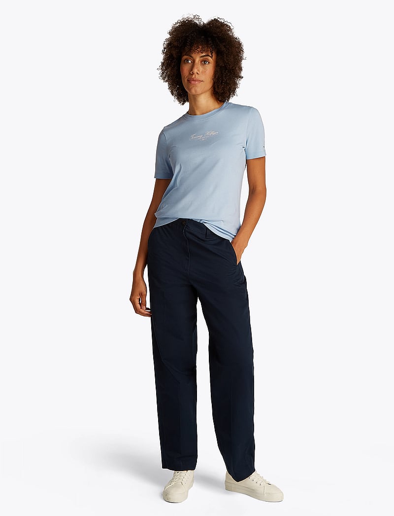 Tommy Hilfiger - REG SCRIPT C-NK TEE SS - t-shirts - breezy blue - 0