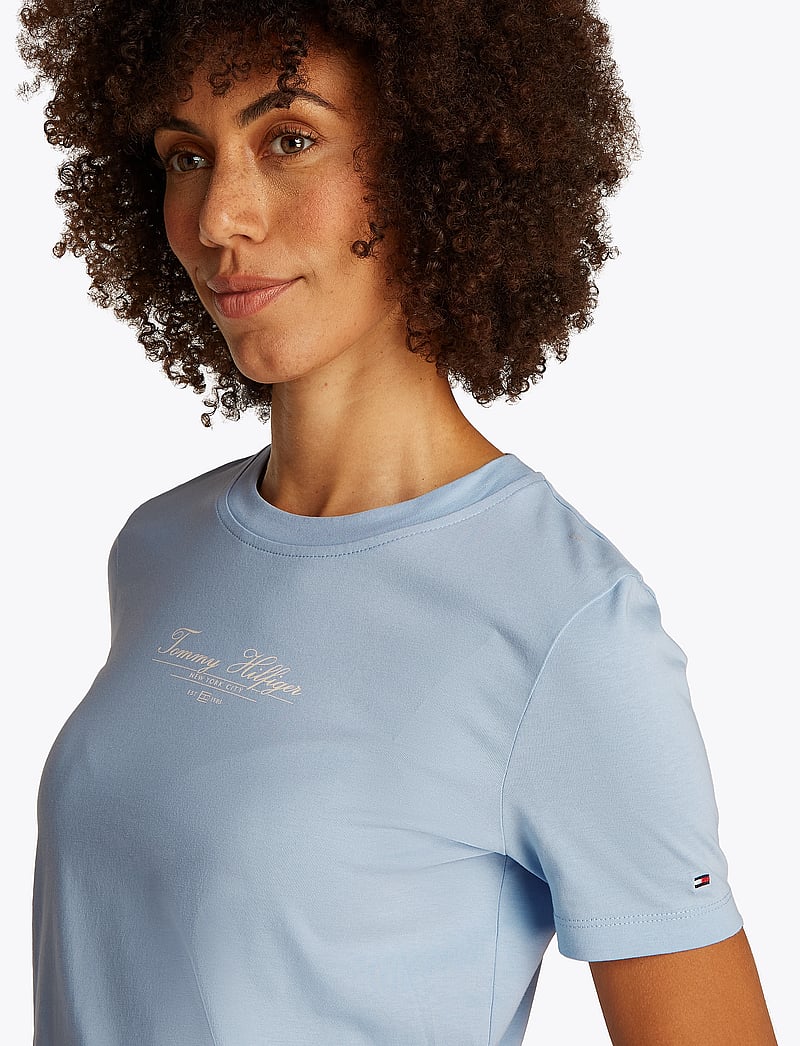 Tommy Hilfiger - REG SCRIPT C-NK TEE SS - t-shirts - breezy blue - 4