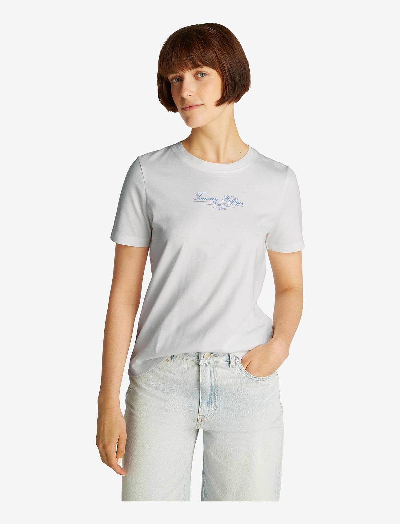 Tommy Hilfiger - REG SCRIPT C-NK TEE SS - sügisesed riided - ecru - 2