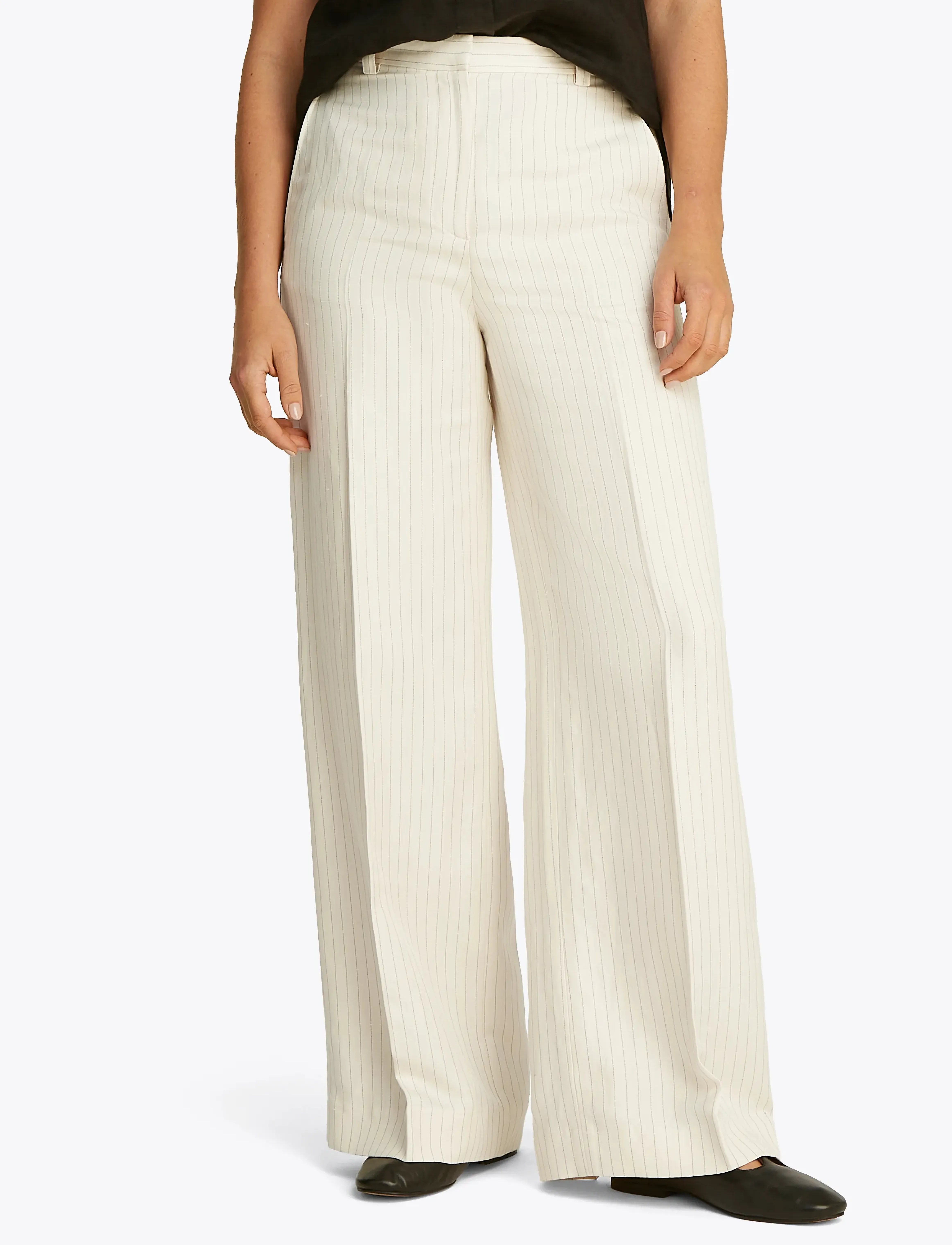Tommy Hilfiger Viscose Linen Wide Leg Pants, 36, White, Bukser > Brede Ben, Dame