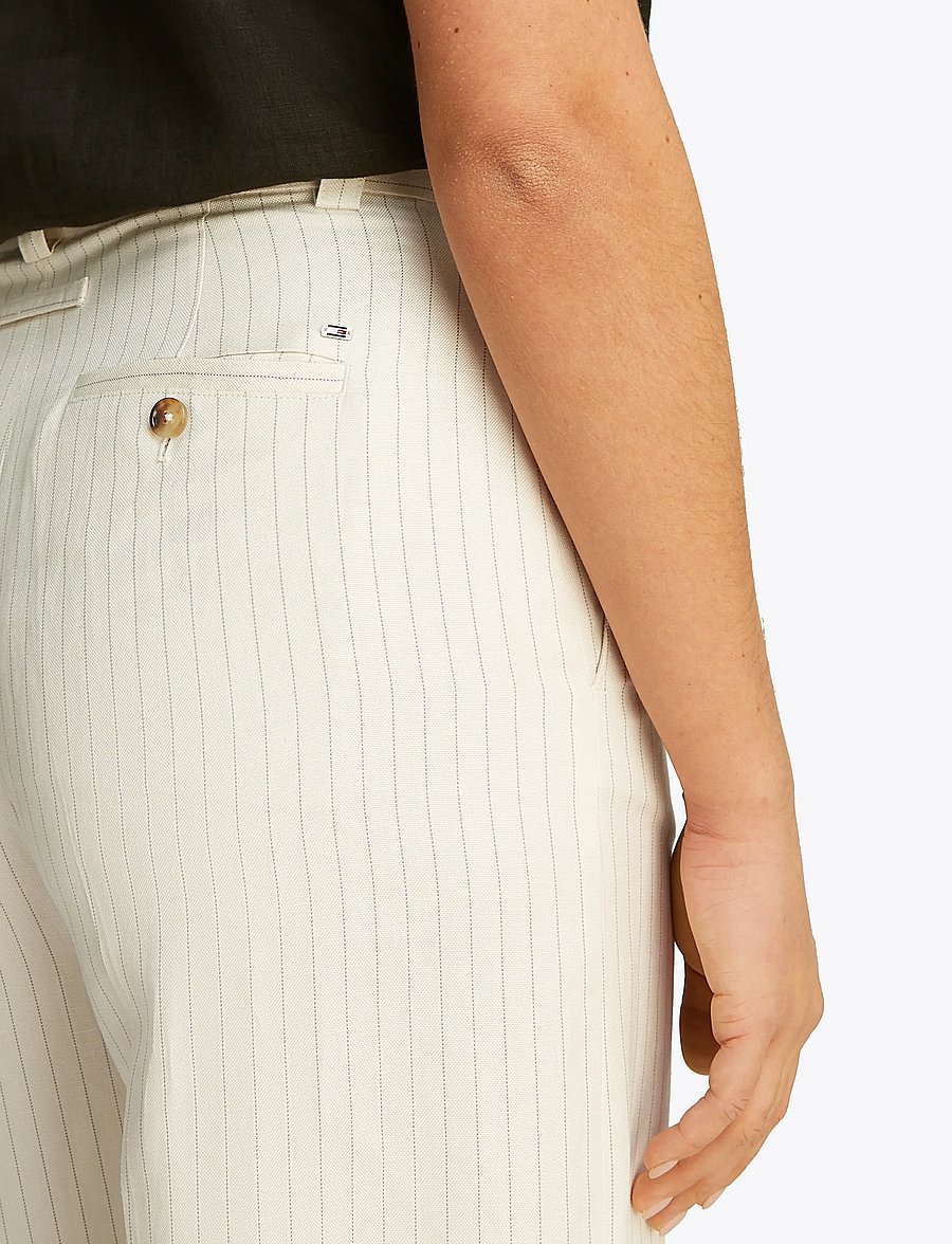 Tommy Hilfiger - VISCOSE LINEN WIDE LEG PANTS - bukser med brede ben - cream/ grey pinstripe cw fabric - 4