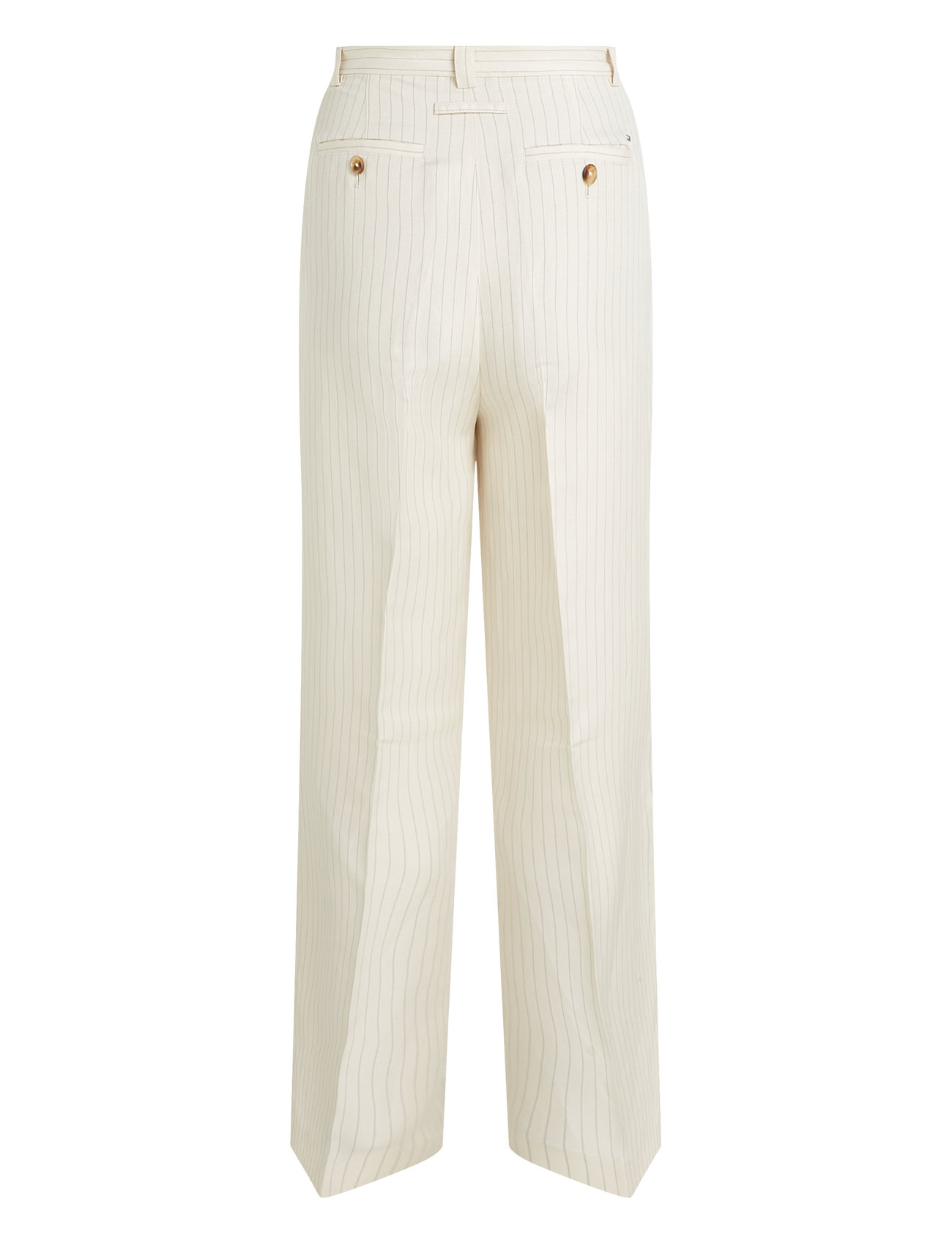 Tommy Hilfiger - VISCOSE LINEN WIDE LEG PANTS - bukser med brede ben - cream/ grey pinstripe cw fabric - 5