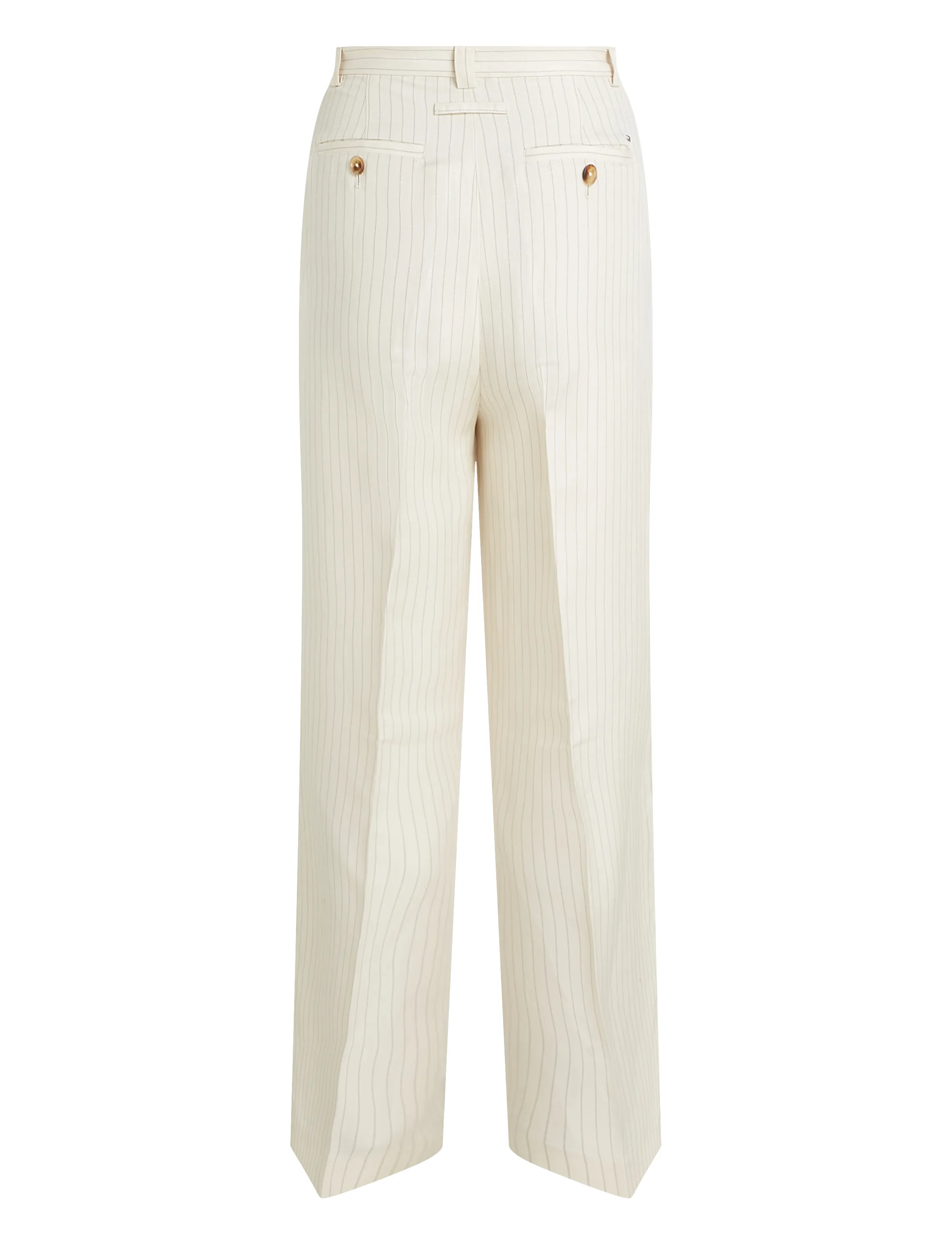 Tommy Hilfiger - VISCOSE LINEN WIDE LEG PANTS - vide bukser - cream/ grey pinstripe cw fabric - 5