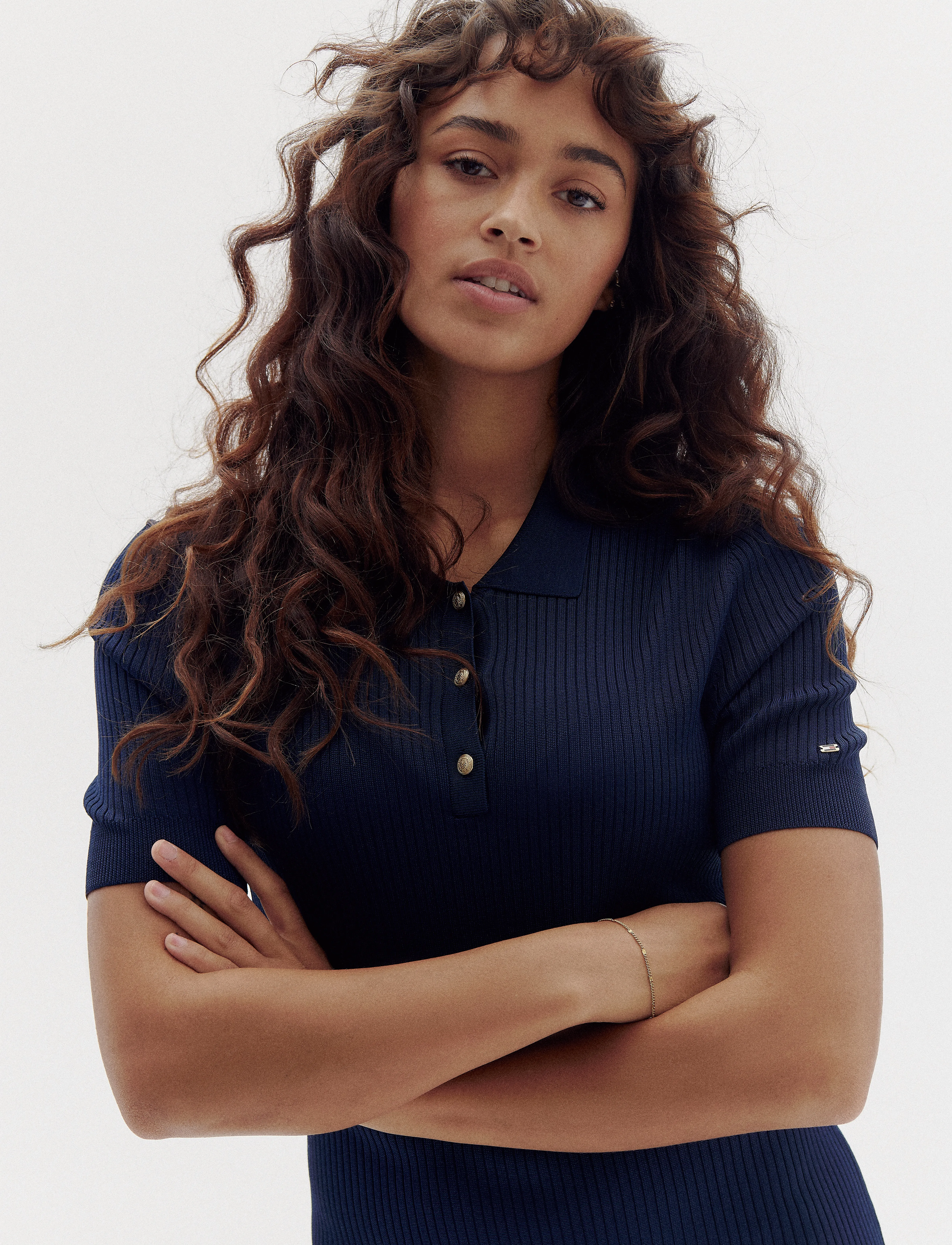 Tommy Hilfiger - RIB BUTTON F&F POLO SWT DRESS - t-shirt-kleider - dark night navy - 2