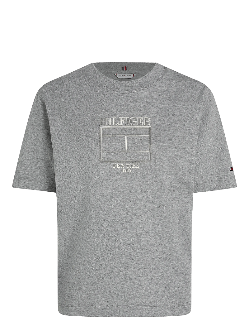 Tommy Hilfiger - MDRN OUTLINE FLAG C-NK TEE - t-shirts - light grey htr - 1