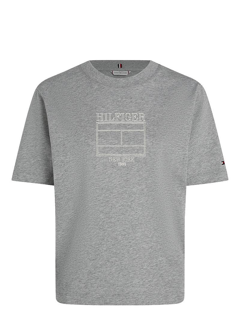 Tommy Hilfiger - MDRN OUTLINE FLAG C-NK TEE - marškinėliai - light grey htr - 1