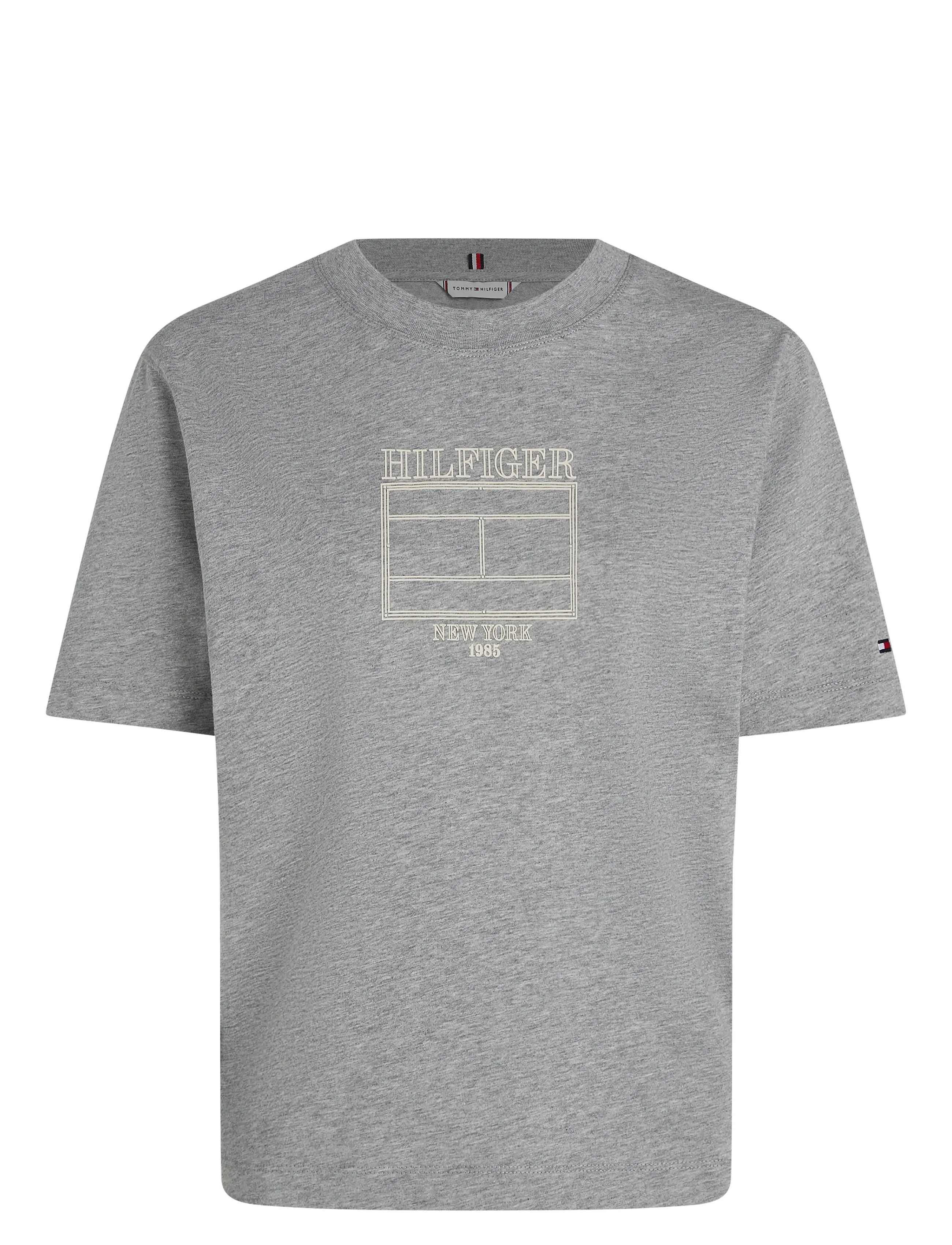 Tommy Hilfiger MDRN OUTLINE FLAG C-NK TEE - Tøj - LIGHT GREY HTR / grey