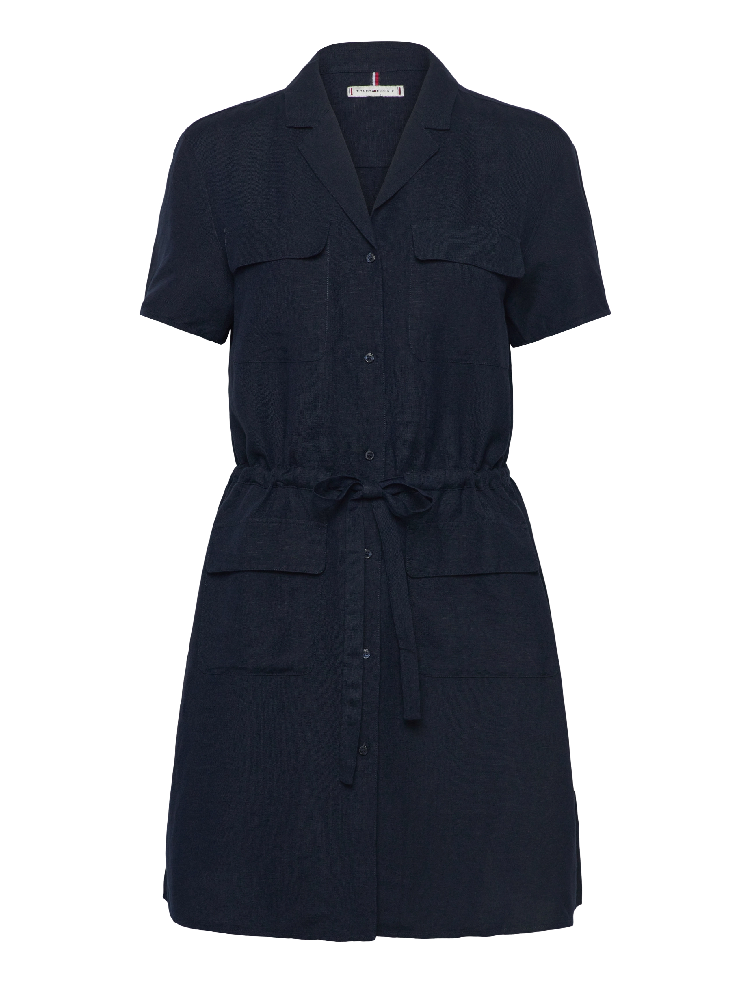 Tommy Hilfiger TEXTURED LINEN S/S SHORT DRESS - Kampagne - DARK NIGHT NAVY / navy