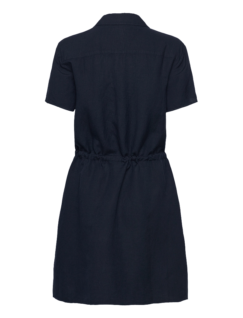 Tommy Hilfiger - TEXTURED LINEN S/S SHORT DRESS - skjortekjoler - dark night navy - 1