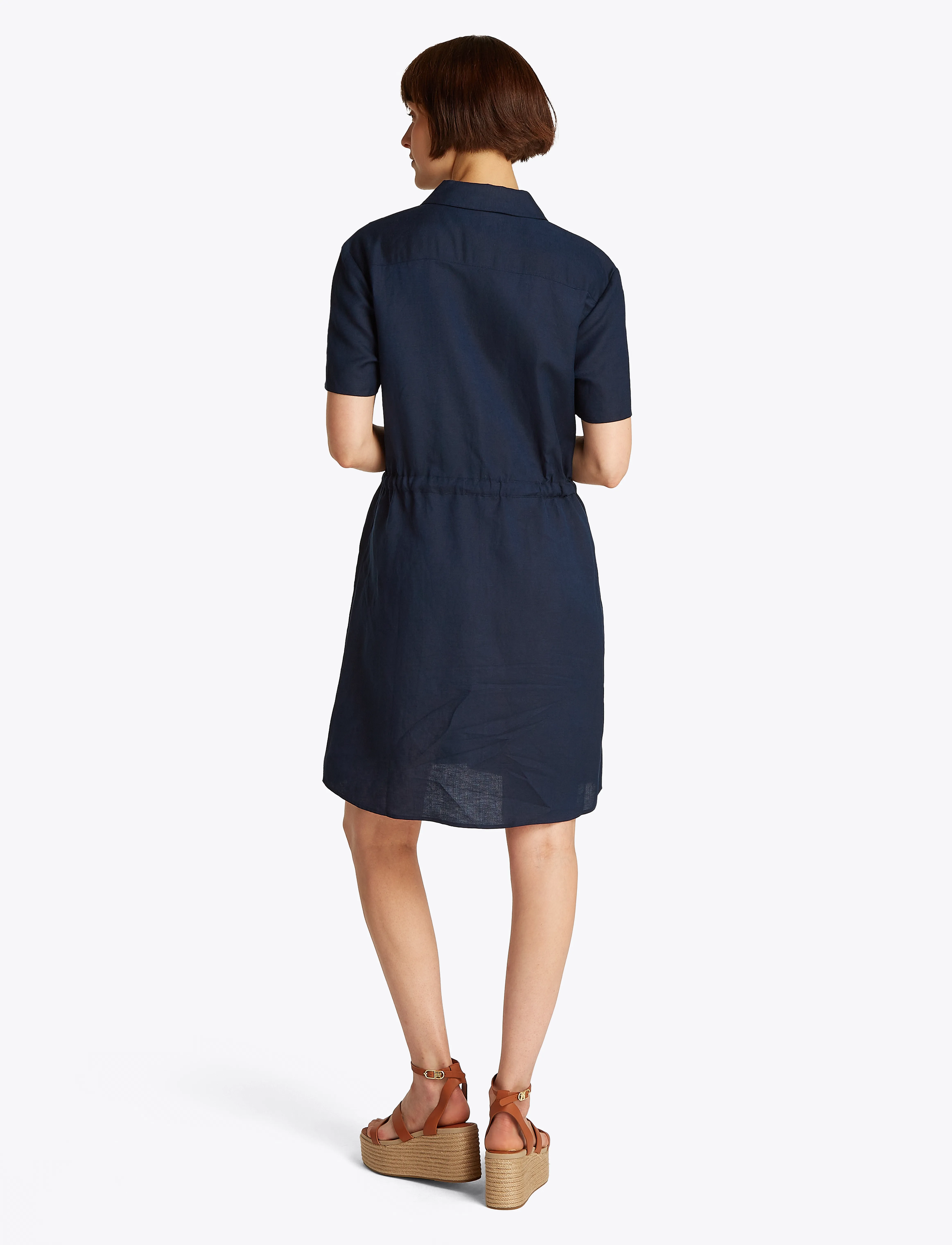 Tommy Hilfiger - TEXTURED LINEN S/S SHORT DRESS - overhemdjurken - dark night navy - 2