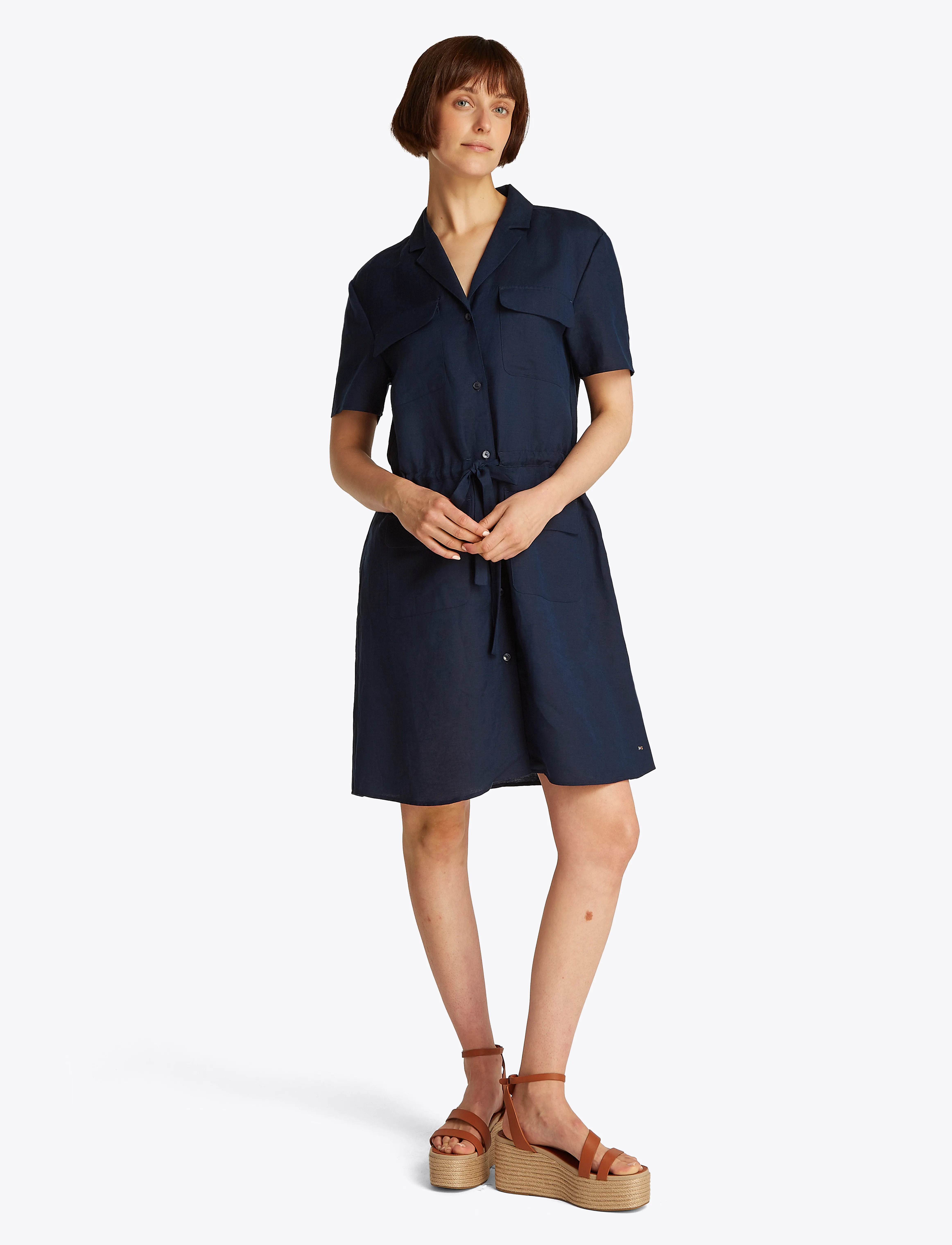 Tommy Hilfiger - TEXTURED LINEN S/S SHORT DRESS - dark night navy - 3