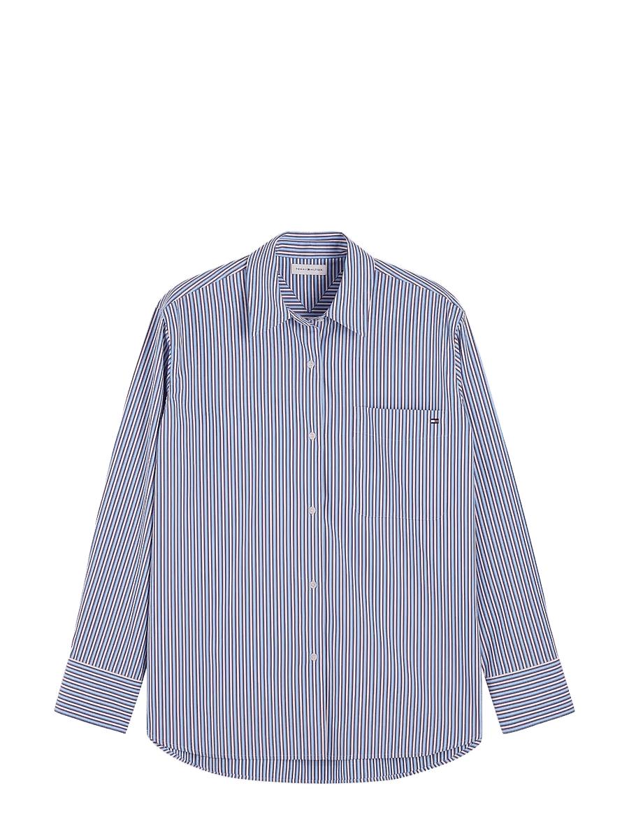 Tommy Hilfiger - ESS POPLIN EASY FIT SHIRT - pikkade varrukatega särgid - blue burgundy multi stripe - 1