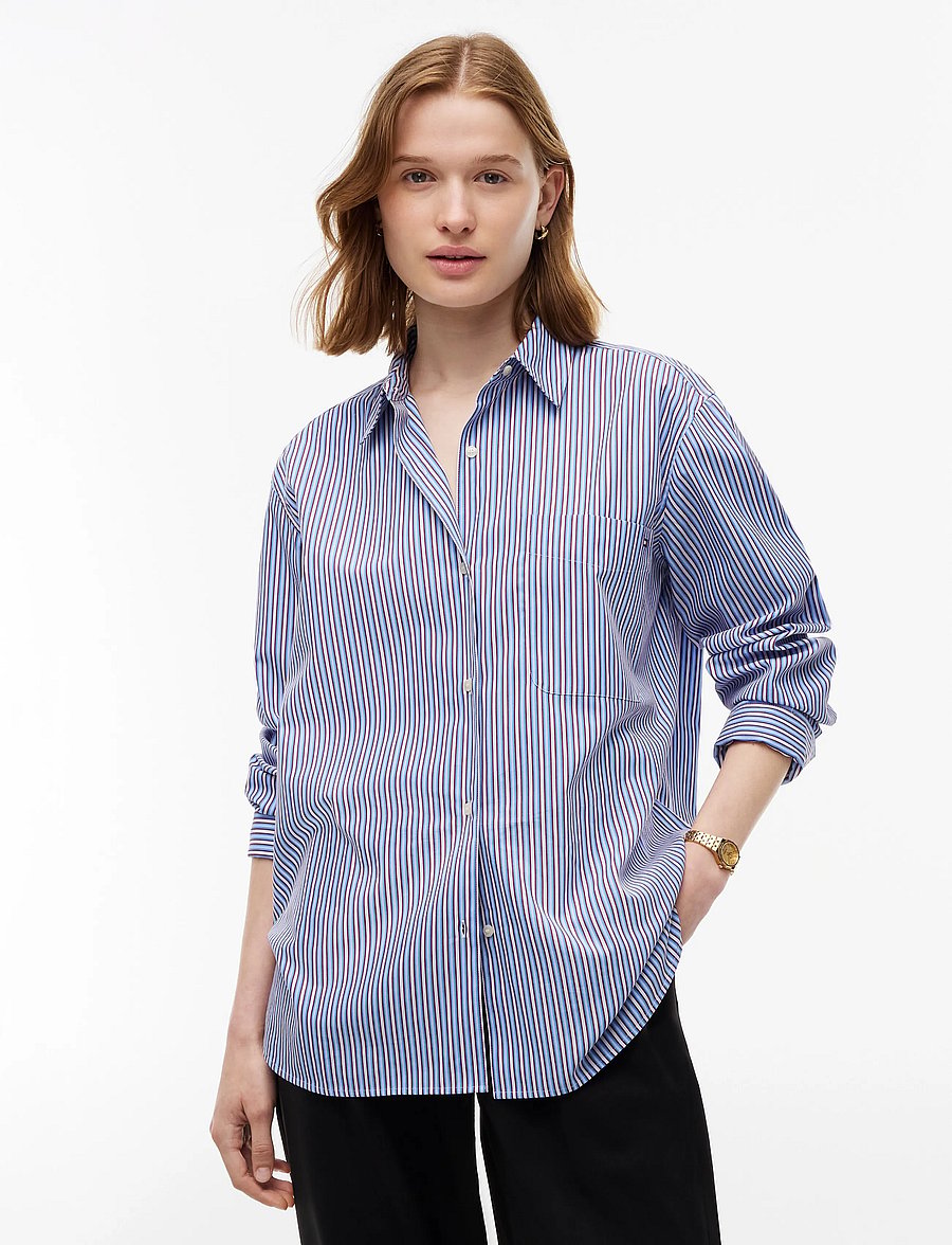 Tommy Hilfiger - ESS POPLIN EASY FIT SHIRT - pikkade varrukatega särgid - blue burgundy multi stripe - 0