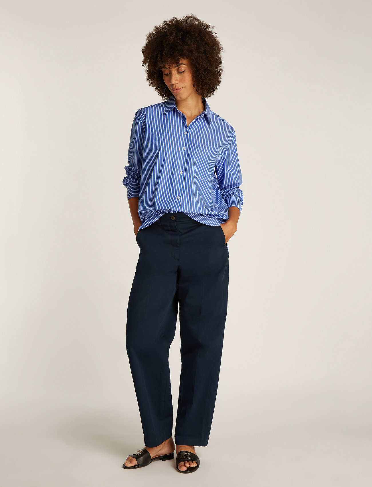 Tommy Hilfiger - ESS POPLIN EASY FIT SHIRT - langärmlige hemden - blue stp - 0