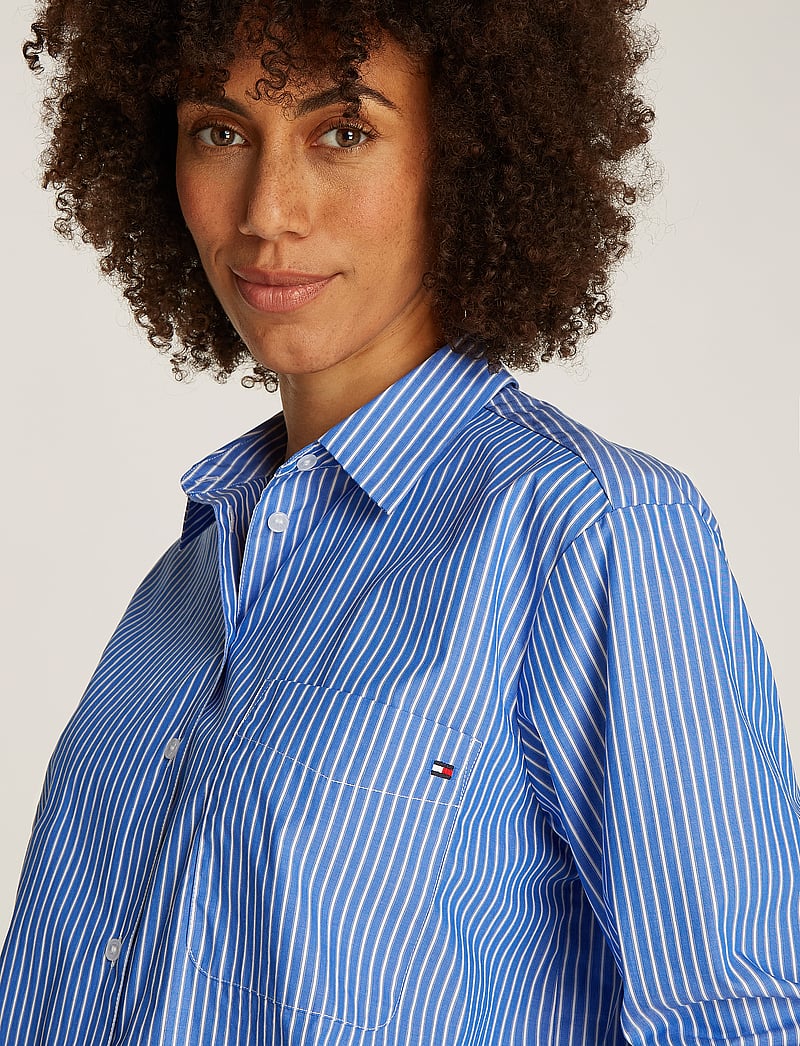Tommy Hilfiger - ESS POPLIN EASY FIT SHIRT - langärmlige hemden - blue stp - 3