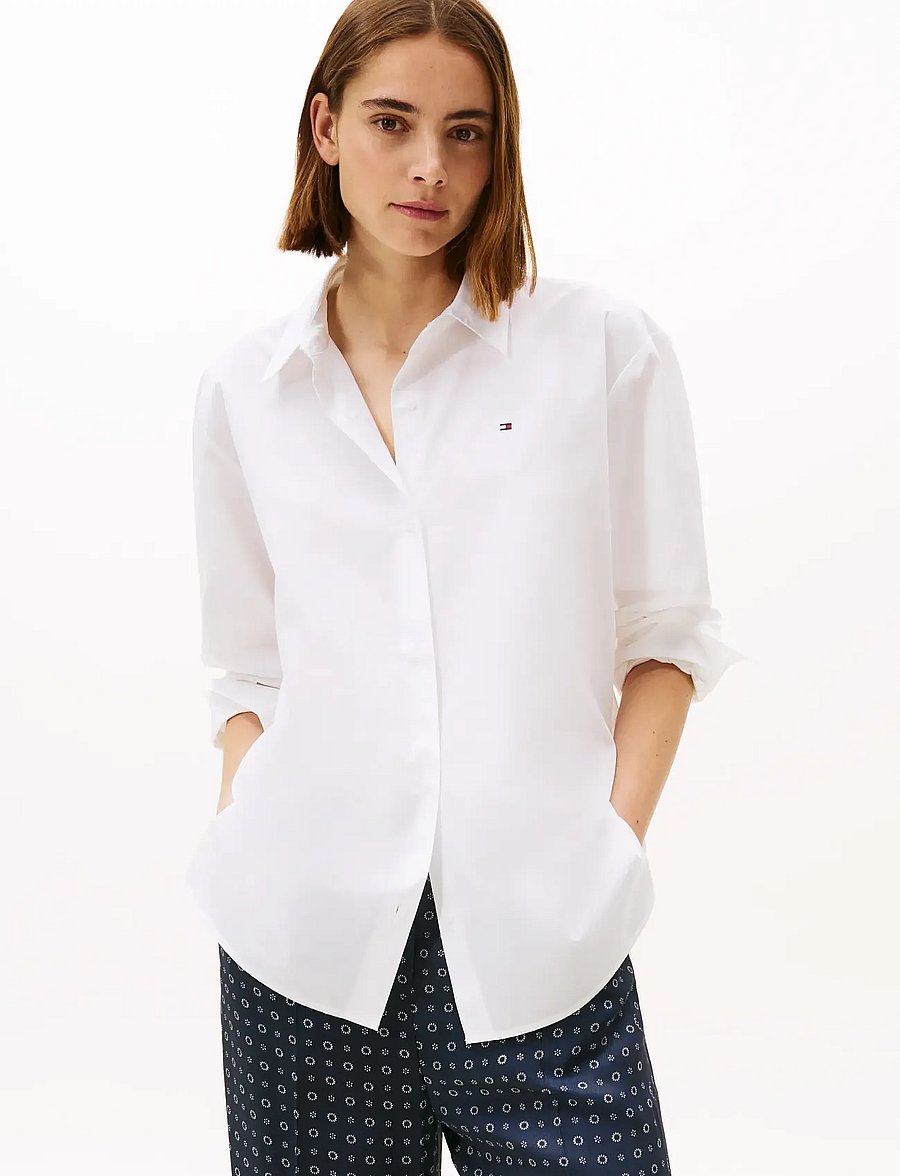 Tommy Hilfiger - ESS POPLIN EASY FIT SHIRT - pikkade varrukatega särgid - classic white - 0