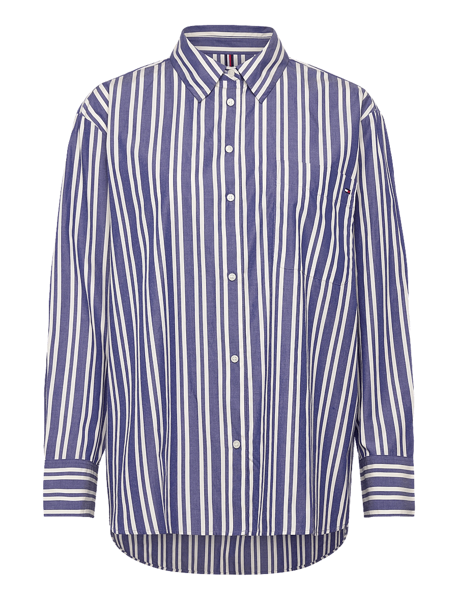 Tommy Hilfiger - ESS POPLIN EASY FIT SHIRT - långärmade skjortor - marine stp - 1