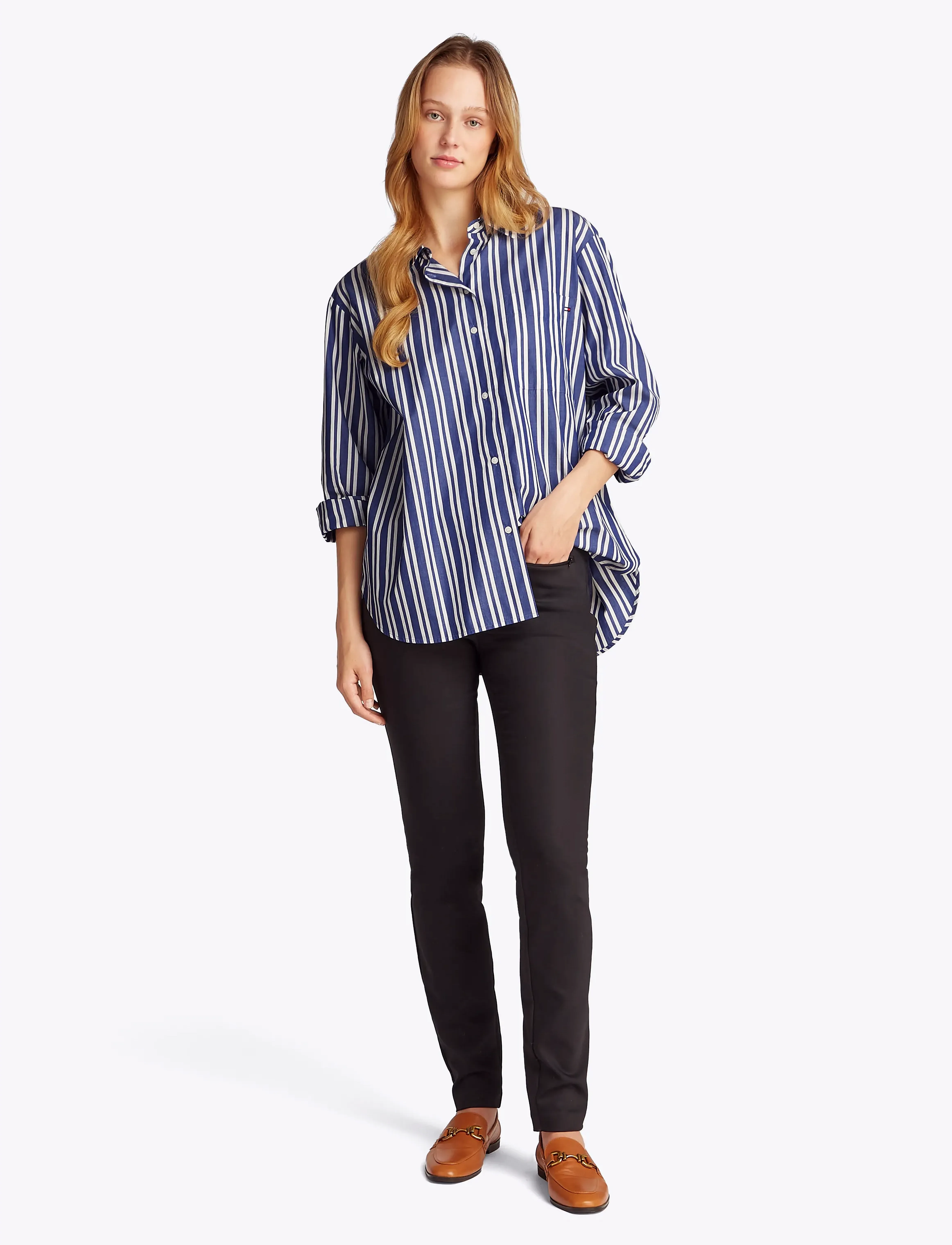 Tommy Hilfiger - ESS POPLIN EASY FIT SHIRT - långärmade skjortor - marine stp - 5