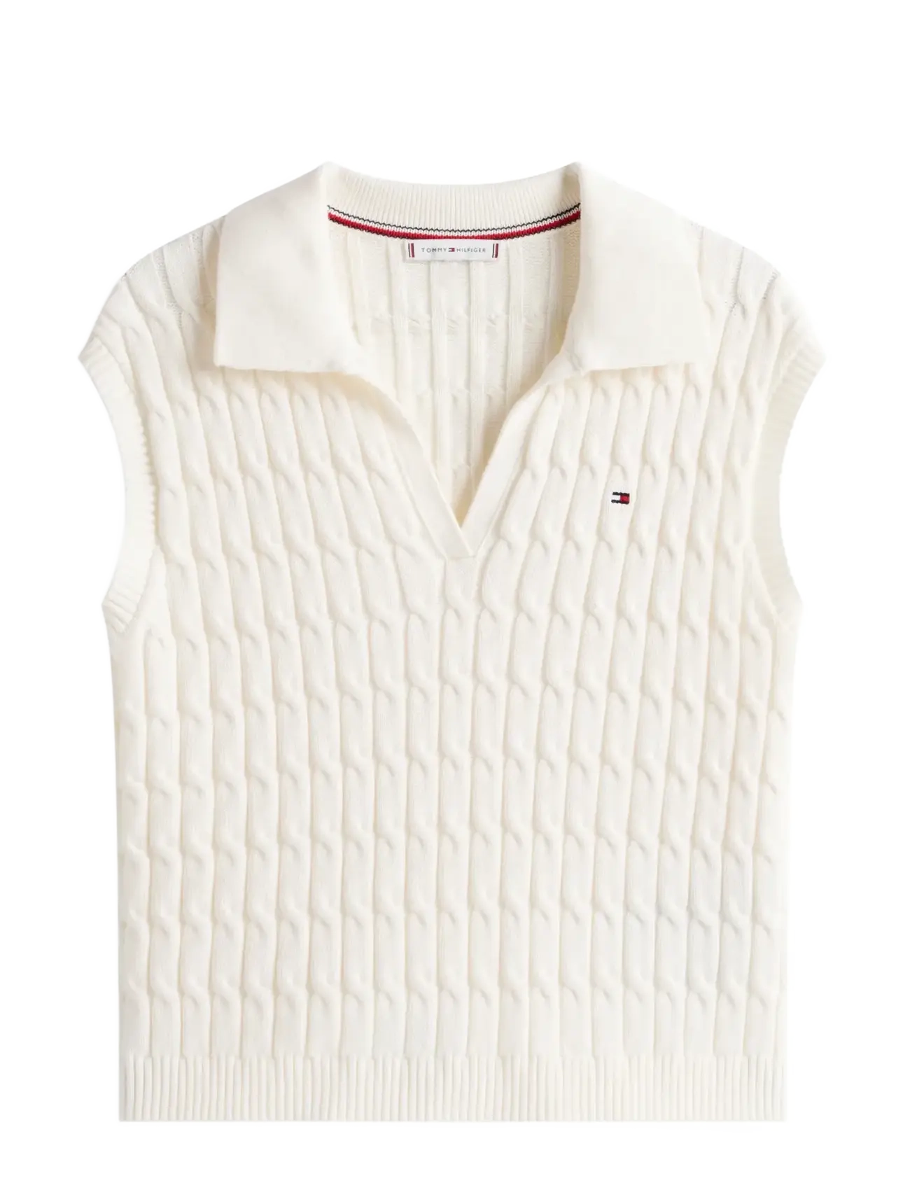 CO CABLE MID GG OPEN POLO VEST - IVORY SILK