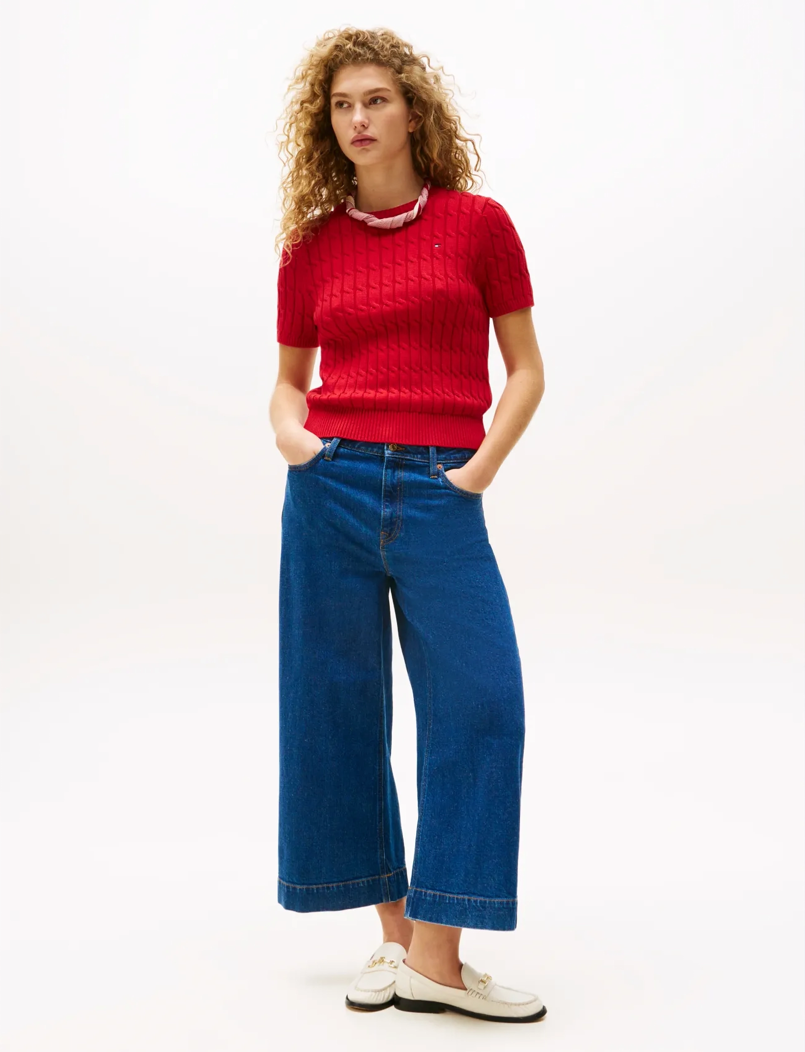 Tommy Hilfiger - CO CABLE MID GG S/S C-NK SWT - medium red - 2