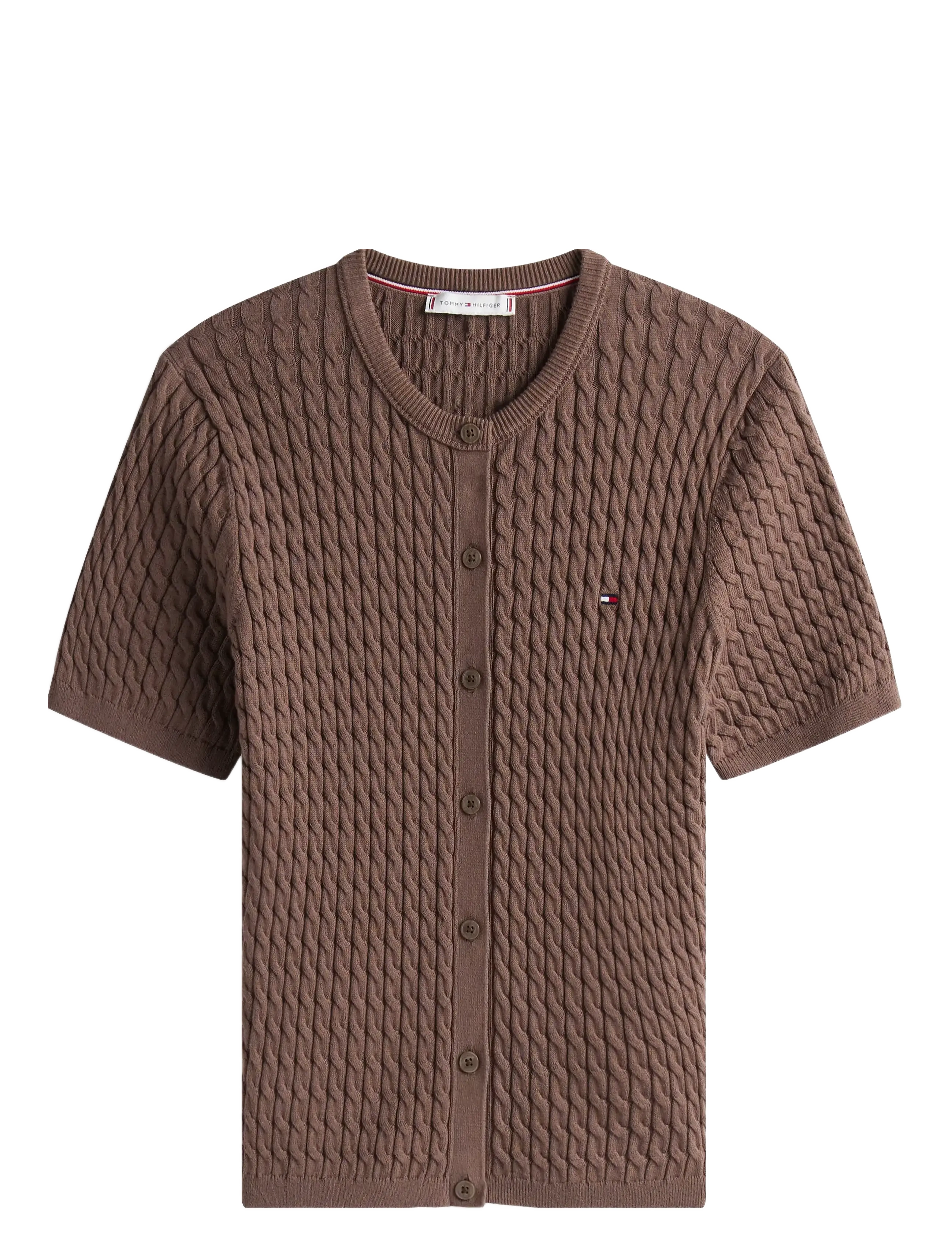 Tommy Hilfiger - CO CABLE FINE GG S/S C-NK CARDI - hot coco - 1