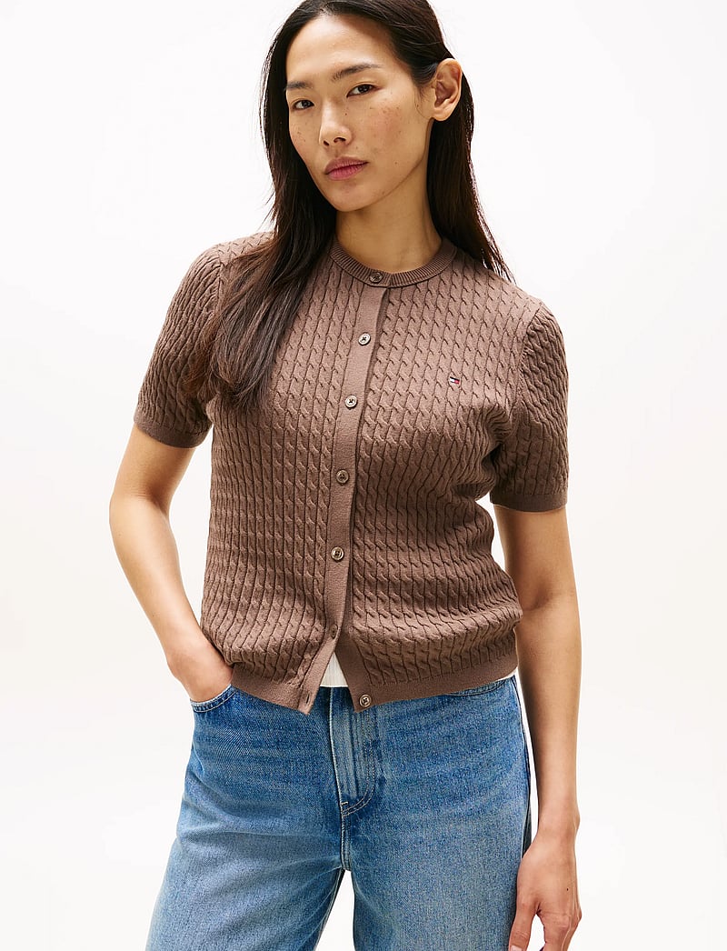 Tommy Hilfiger - CO CABLE FINE GG S/S C-NK CARDI - kardiganid - hot coco - 0