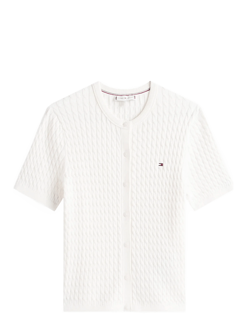 Tommy Hilfiger - CO CABLE FINE GG S/S C-NK CARDI - kardiganid - ivory silk - 1