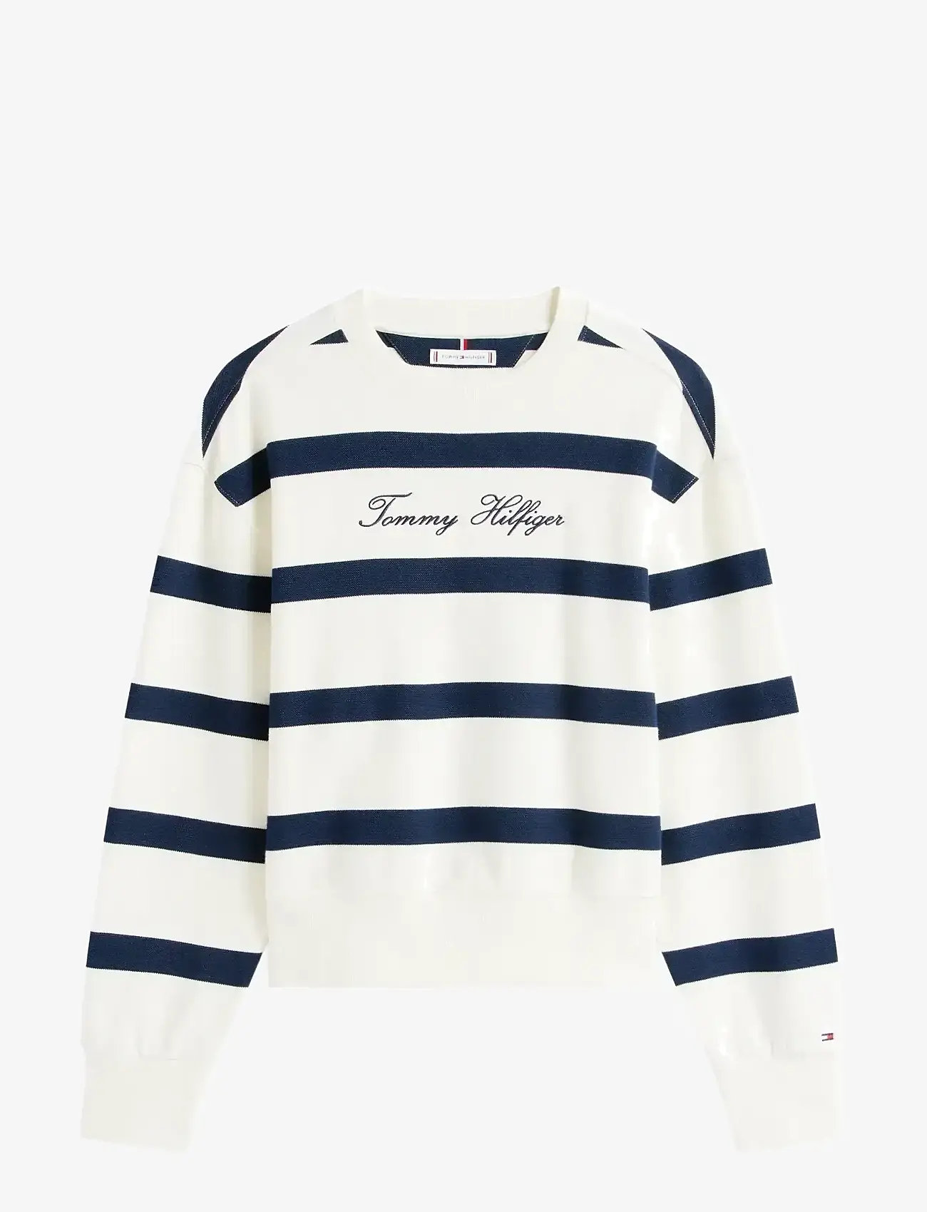 Tommy Hilfiger - SCRIPT REG PIQUE SWTSHRT - sweatshirts - ivory silk/dark night navy stp - 1