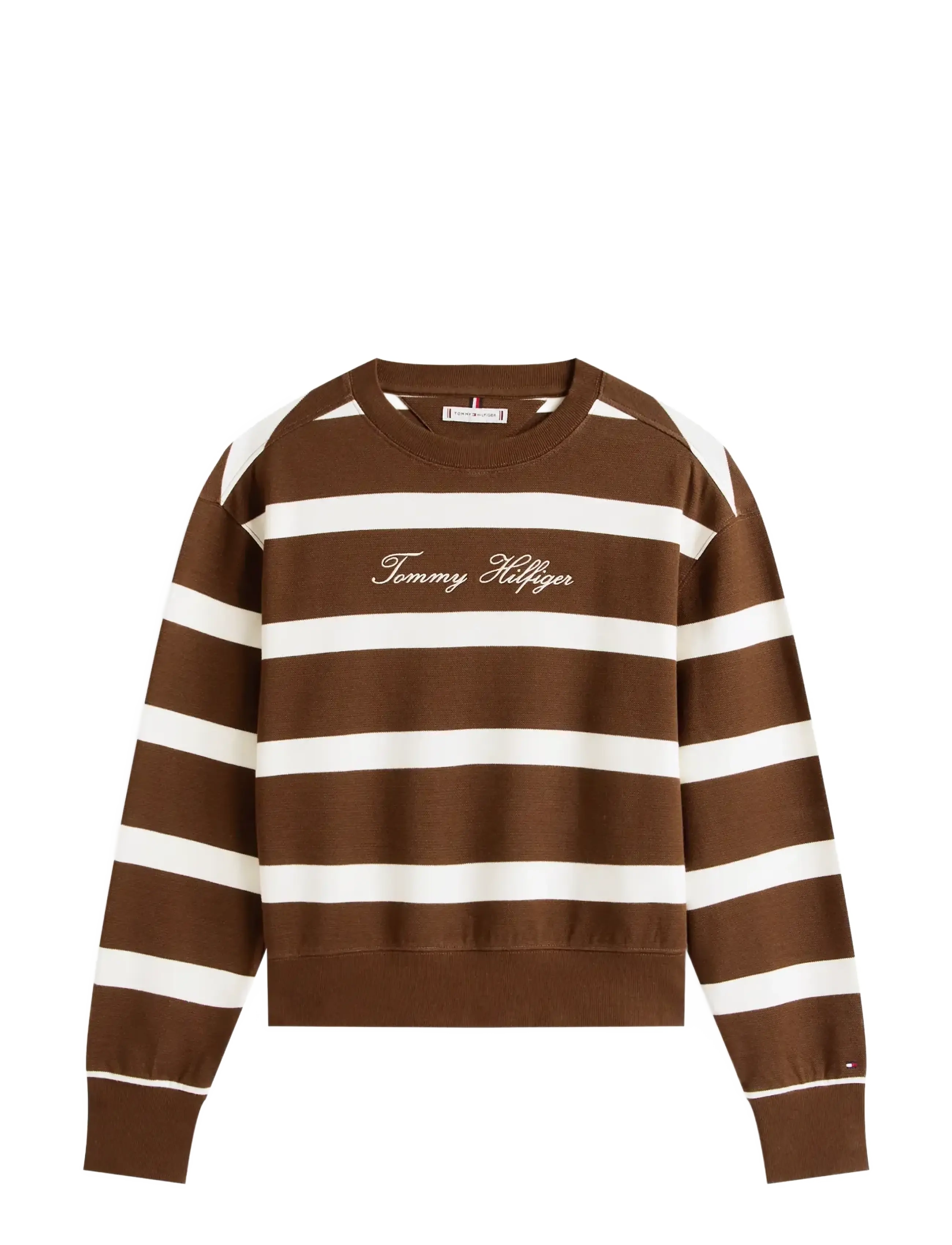 Tommy Hilfiger SCRIPT REG PIQUE SWTSHRT - Tommy Hilfiger - LEGACY BROWN   IVORY SILK STP / brown