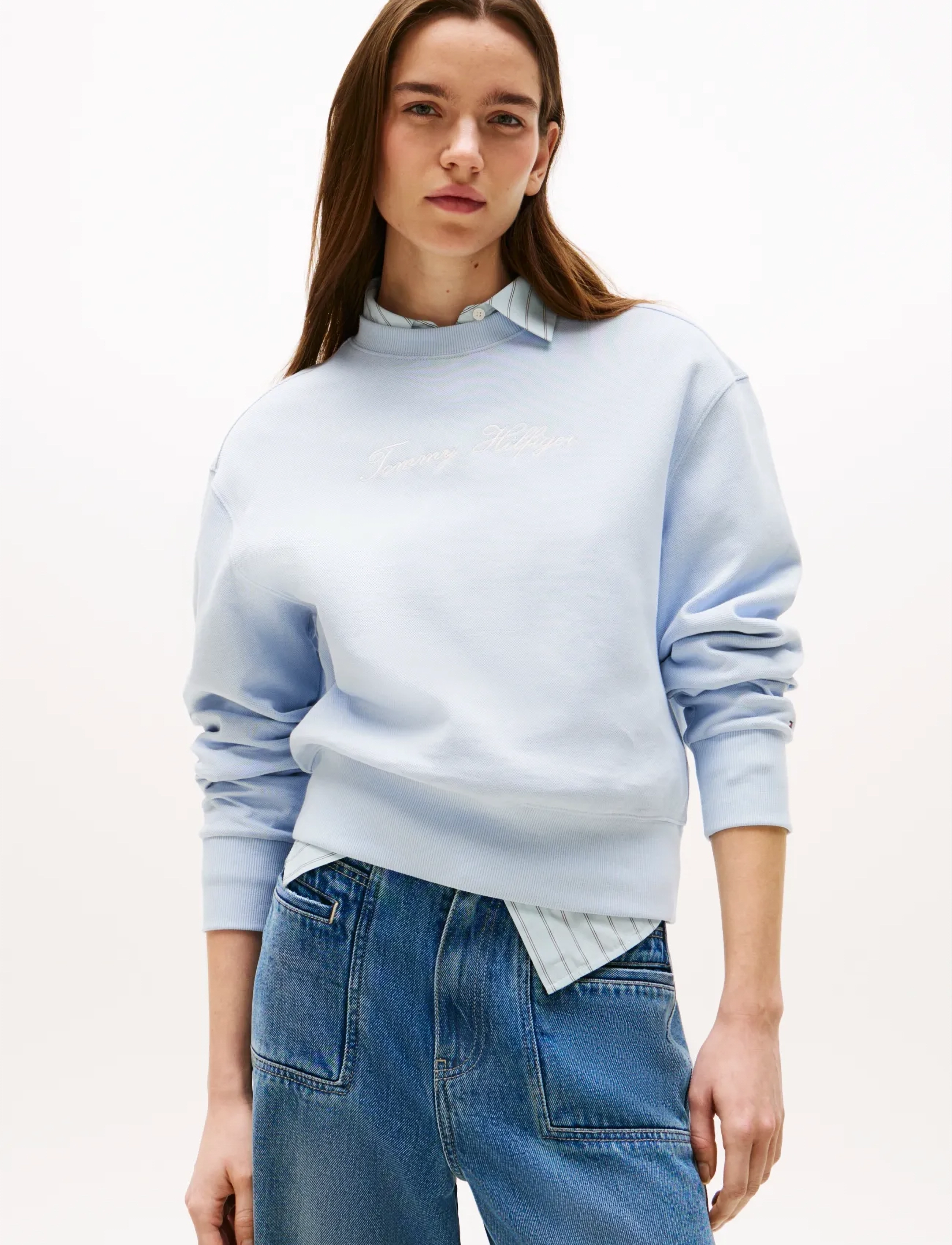 Tommy Hilfiger SCRIPT REG PIQUE SWTSHRT - Tommy Hilfiger - BREEZY BLUE / blue