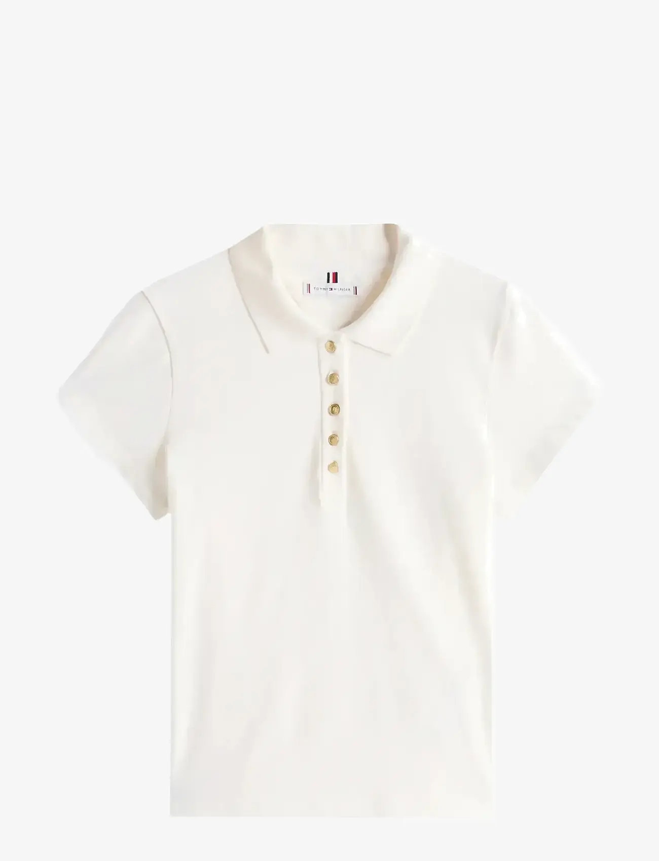 Tommy Hilfiger - GOLD BUTTON SLIM SS POLO - poloer - ivory silk - 1