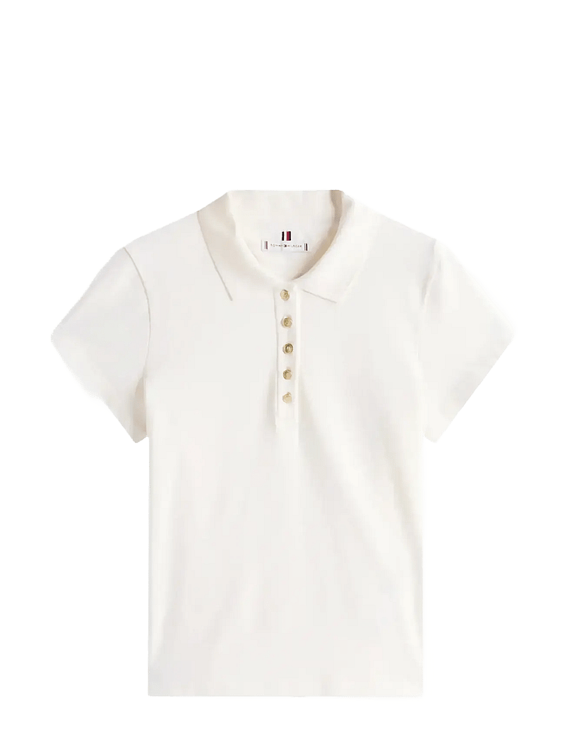 Tommy Hilfiger - GOLD BUTTON SLIM SS POLO - poloer - ivory silk - 1