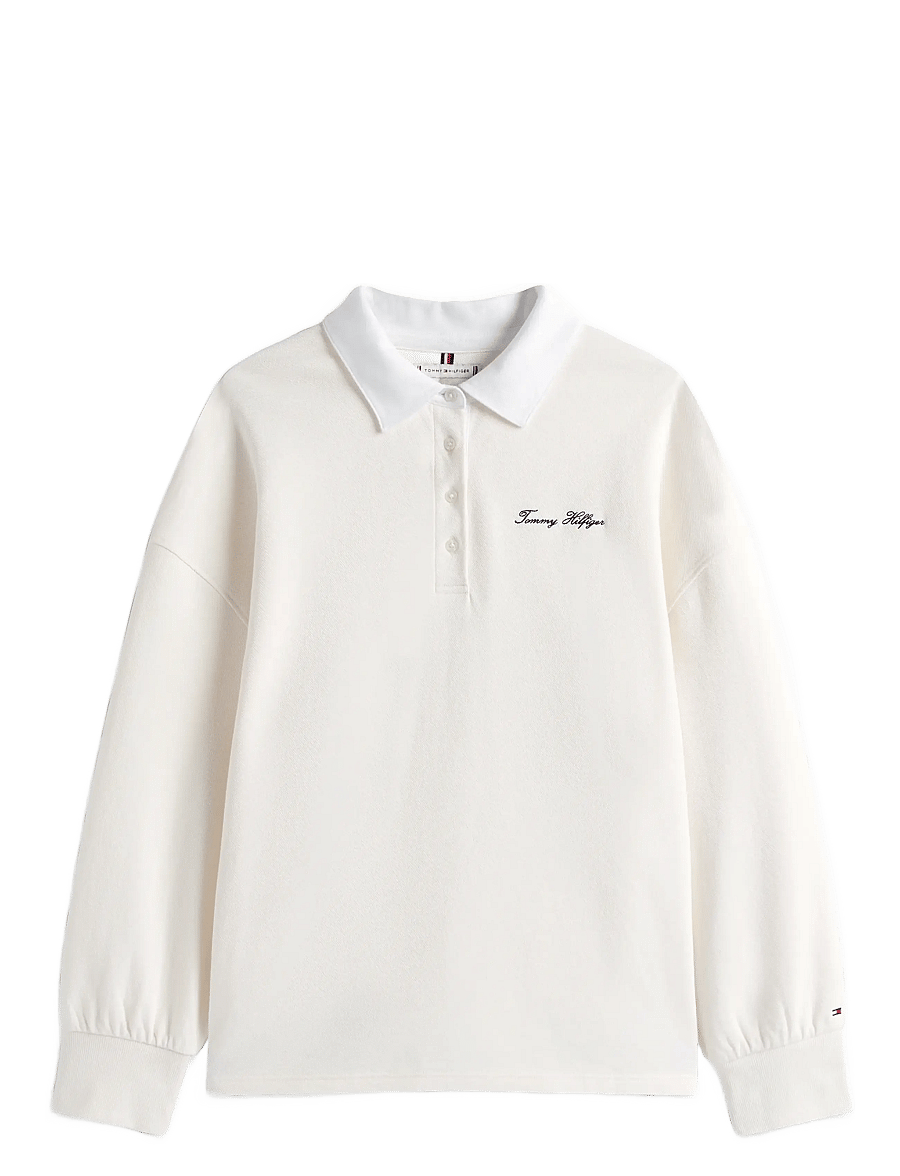 Tommy Hilfiger - SCRIPT PIQUE RUGBY SWTSHRT - pikéer - ivory silk - 1