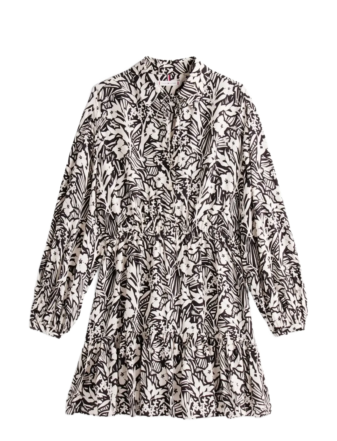 VIS JACQUARD SHORT DRESS - TROPICAL FLORAL  BLACK