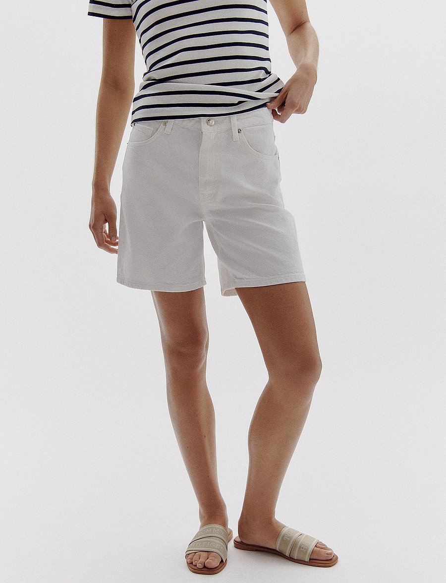 Tommy Hilfiger - DNM STRAIGHT SHORT RW WHITE - lühikesed teksapüksid - th optic white - 0