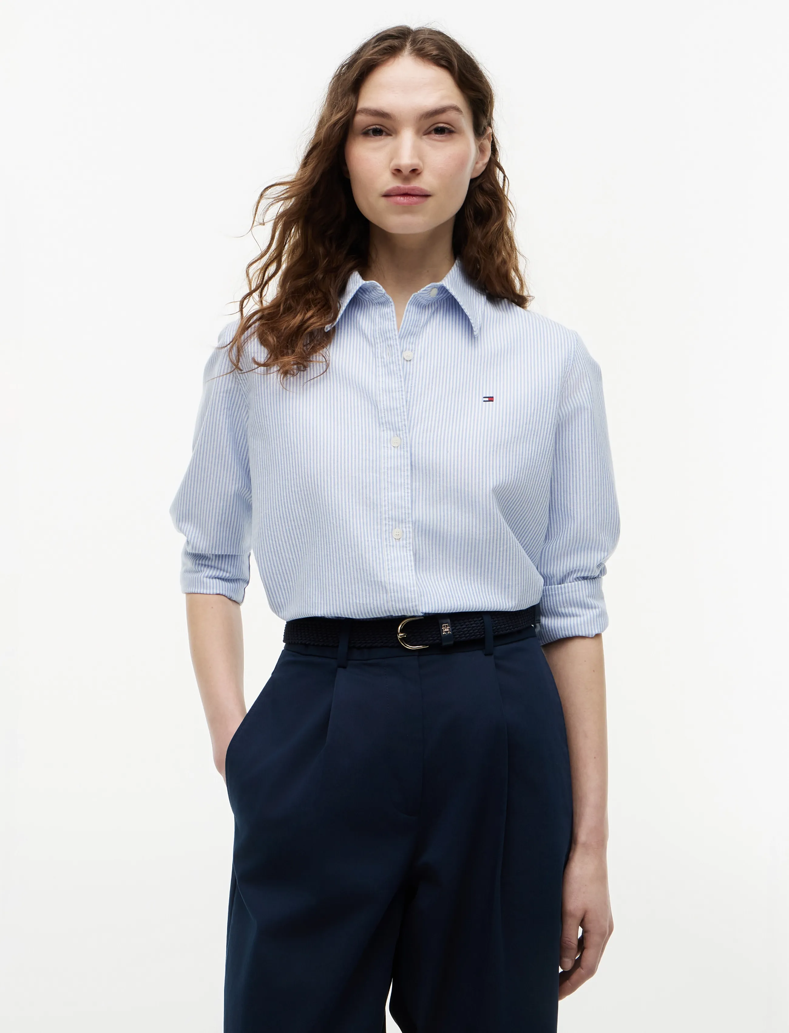 Tommy Hilfiger OXFORD RELAXED LS SHIRT - Tøj - CLASSIC ITHACA STP MID BLUE / blue