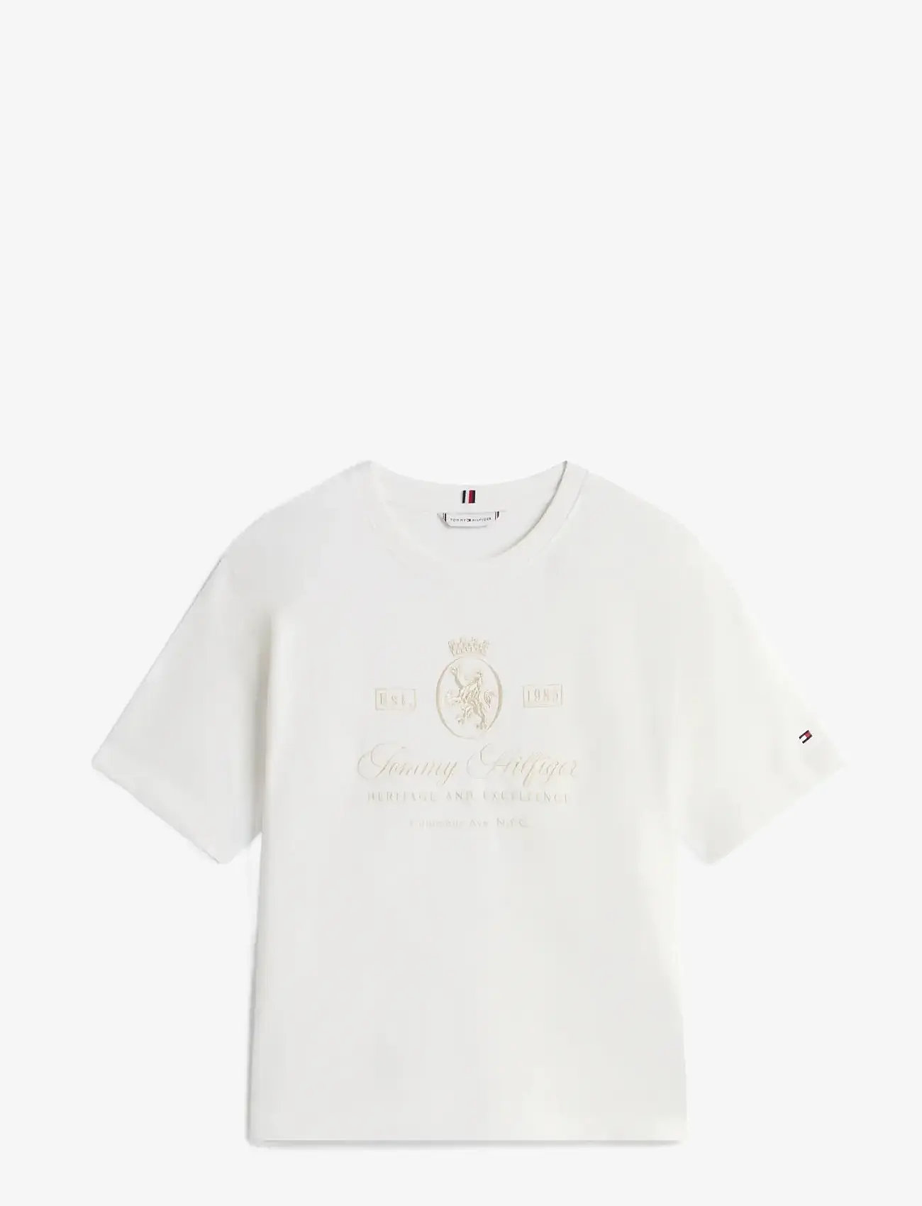 Tommy Hilfiger - VARSITY CREST RLX SS TEE - t-shirts - ecru - 1