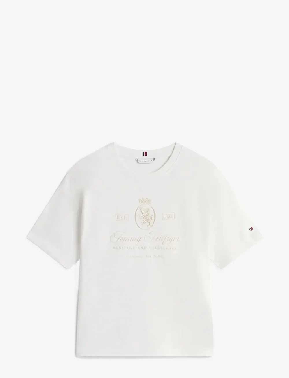 Tommy Hilfiger - VARSITY CREST RLX SS TEE - t-shirts - ecru - 1