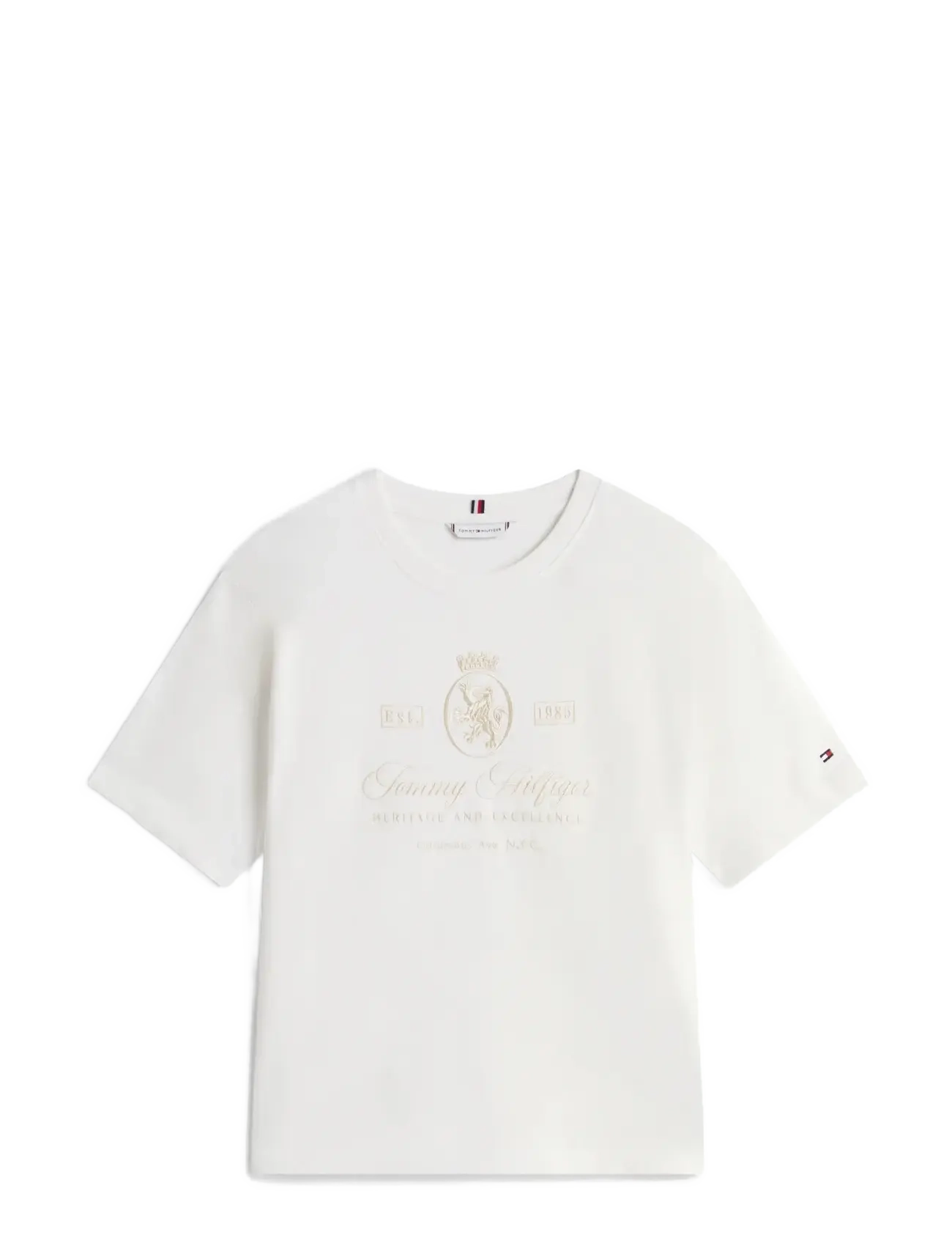 Tommy Hilfiger - VARSITY CREST RLX SS TEE - t-shirts - ecru - 1