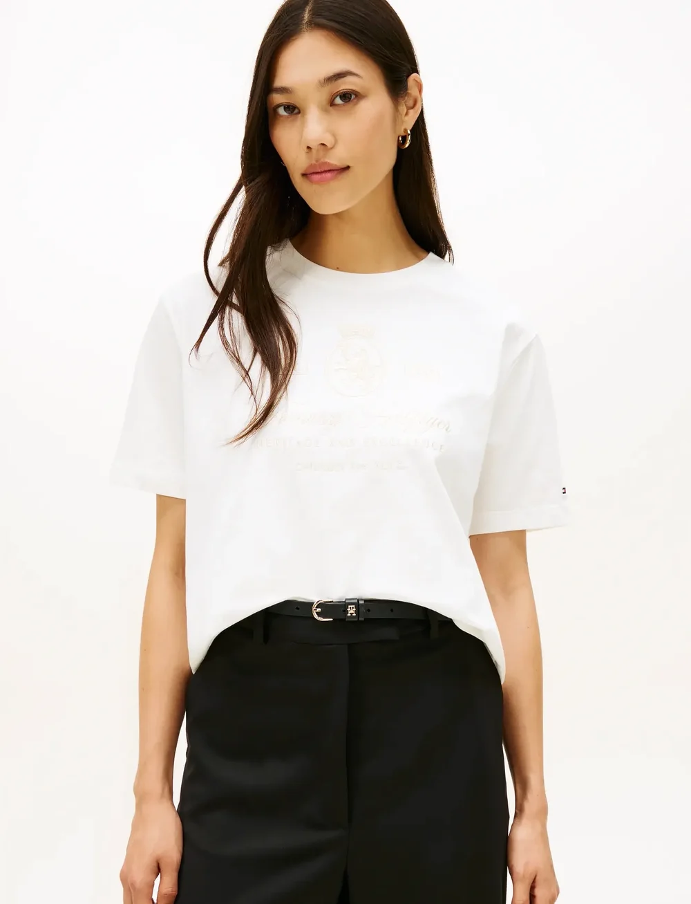 Tommy Hilfiger - VARSITY CREST RLX SS TEE - t-shirts - ecru - 0