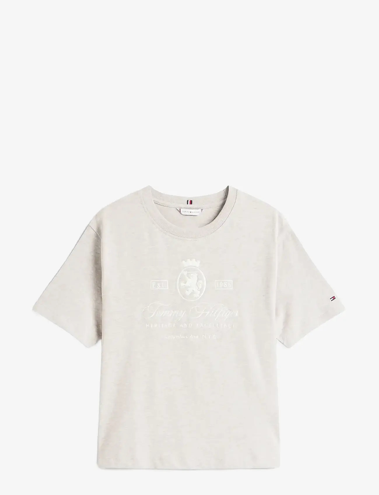 Tommy Hilfiger - VARSITY CREST RLX SS TEE - t-särgid - heathered pebble - 1
