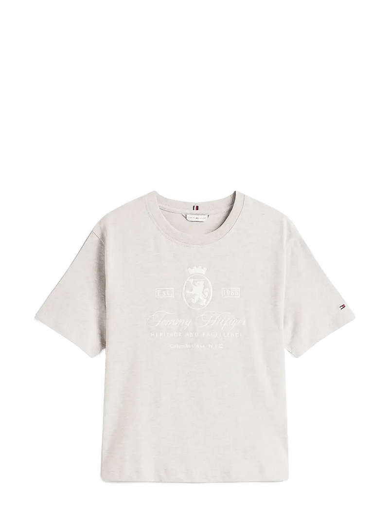 Tommy Hilfiger - VARSITY CREST RLX SS TEE - t-särgid - heathered pebble - 1