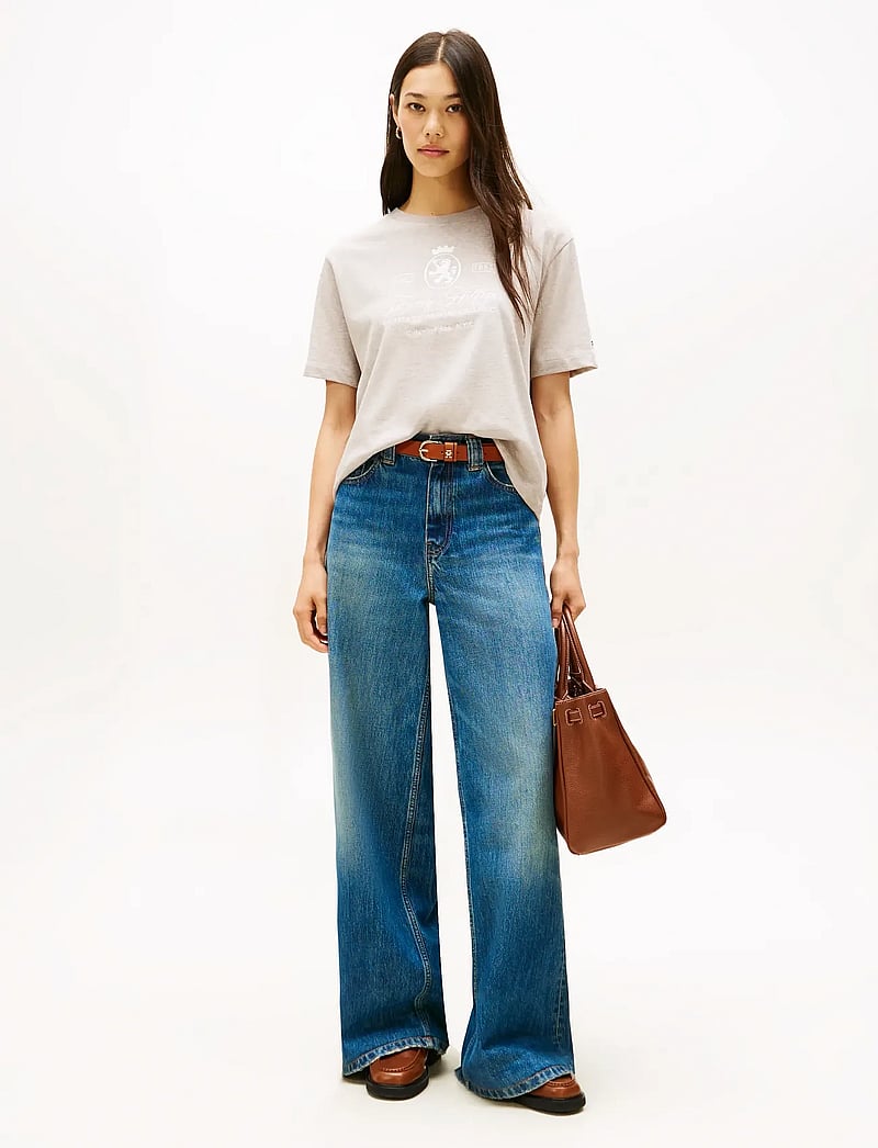 Tommy Hilfiger - VARSITY CREST RLX SS TEE - t-särgid - heathered pebble - 2